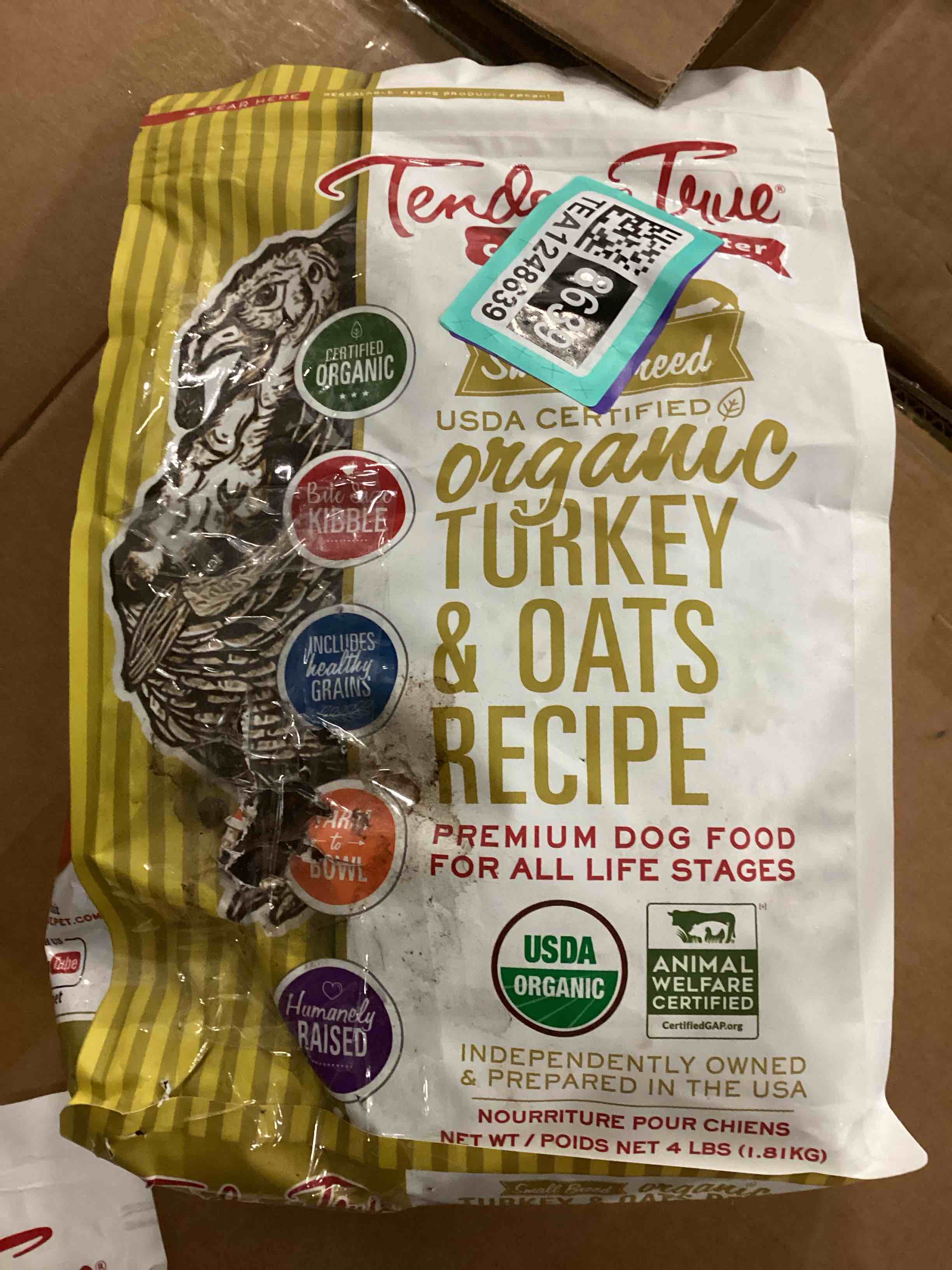 Condition photo showing As Is for Small Breed Organic Turkey & Oats open