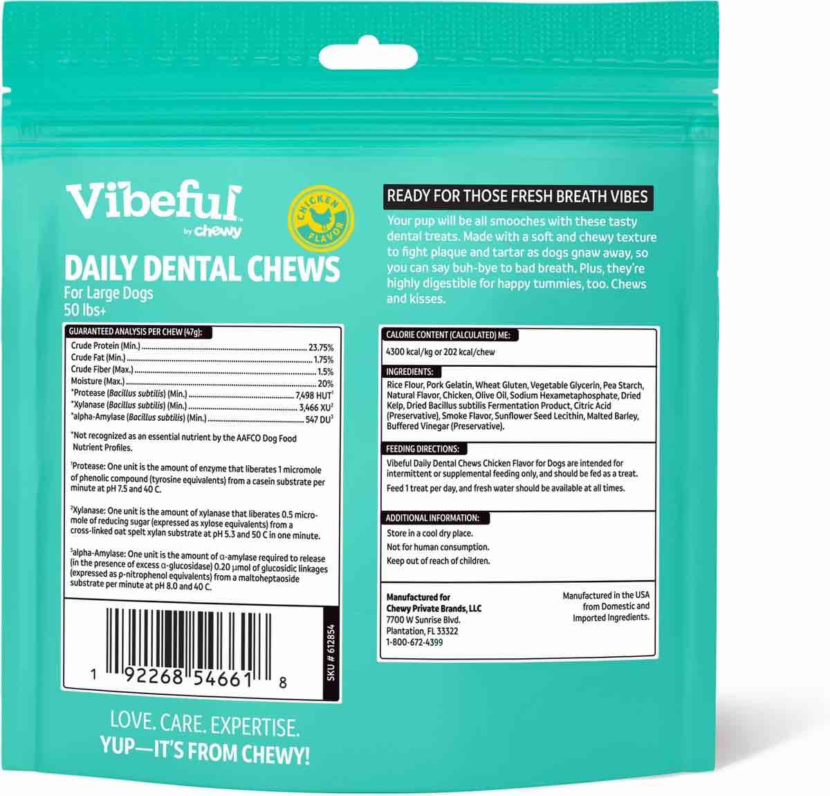 Condition photo showing New/Like New for Vibeful Large Daily Dental Chew Treats for Dogs, Chicken Flavor, 30 count