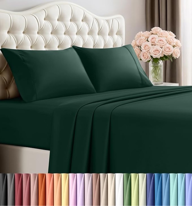utopia bedding queen bed sheets set - 4 piece bedding - brushed microfiber - shrinkage and fade resistant - easy care (queen, emerald)