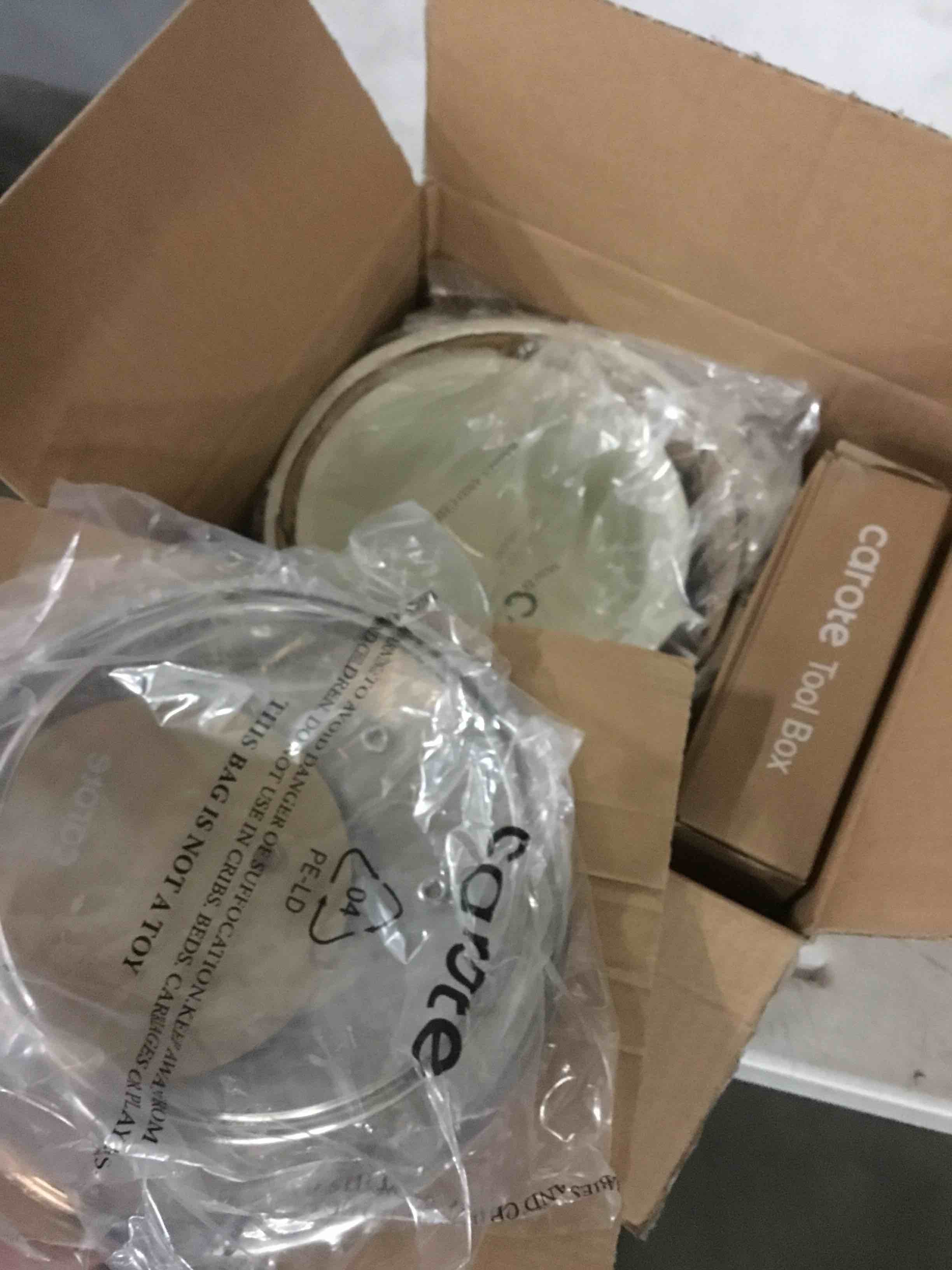 Condition photo showing New/Like New for carote 1.5qt & 3.0qt sauce pan sets with lid cooking pots nonstick saucepans cookware set with pour spout small kitchen pot, induction comptable, easy to clean, pfoa free (white granite) white granite 1.5qt+3.0qt