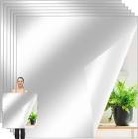 Queekay 6 Pcs Gym Mirrors 24'' x 24'' Acrylic Wall Mirror Tiles 2mm Thick Frameless Wall Mounted Mirror Tiles Self Adhesive Mirror Sheets for Bedroom Ceiling Home