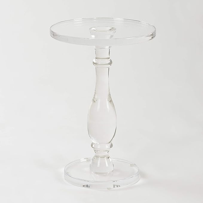 LIKENOW Acrylic End Table,Acrylic Side Table,Modern Nightstand with Clear Small Round Top and Solid Post for Living Room,Bedroom and Lobby 15.7x15.7x19.5 High inches Medium