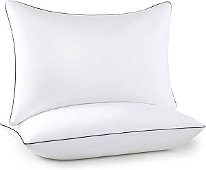 Bed Pillows for Sleeping 2 Pack, Queen Size Set of 2 for Side Back and Stomach Sleepers, Cooling Pillows,Down Alternative Filling Luxury Soft Supportive Plush Pillows (White)