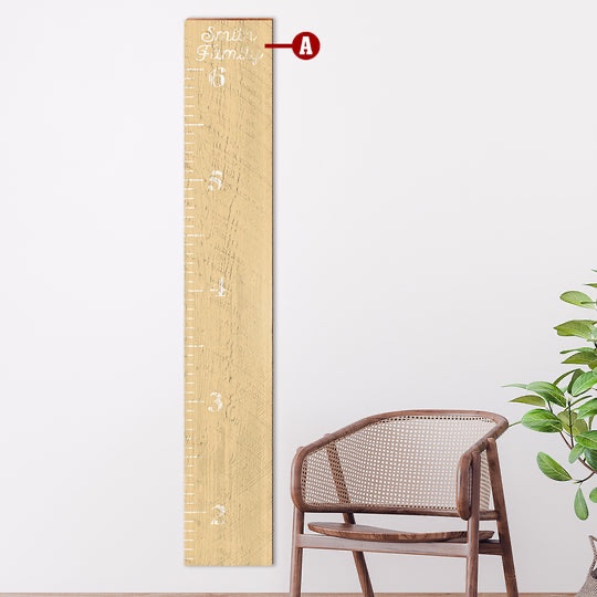 Customizable Family Growth Chart | Tan Sign | Wall Art Print on Real Wood