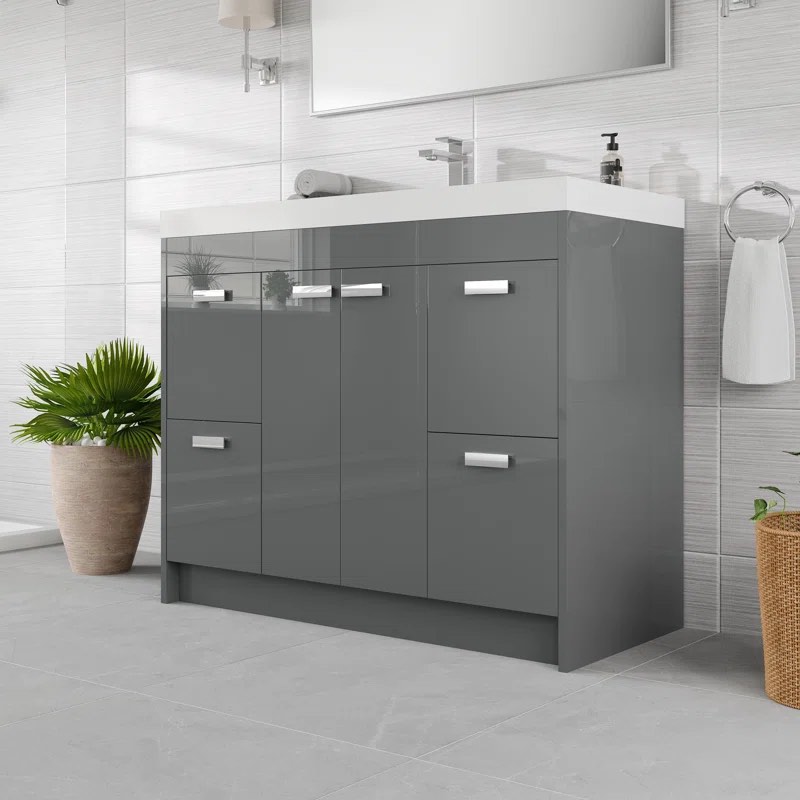 42” single bathroom vanity with acrylic top