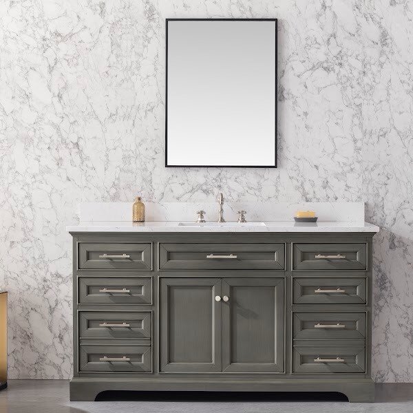 Sudio Design Carrara white stone top silver gray