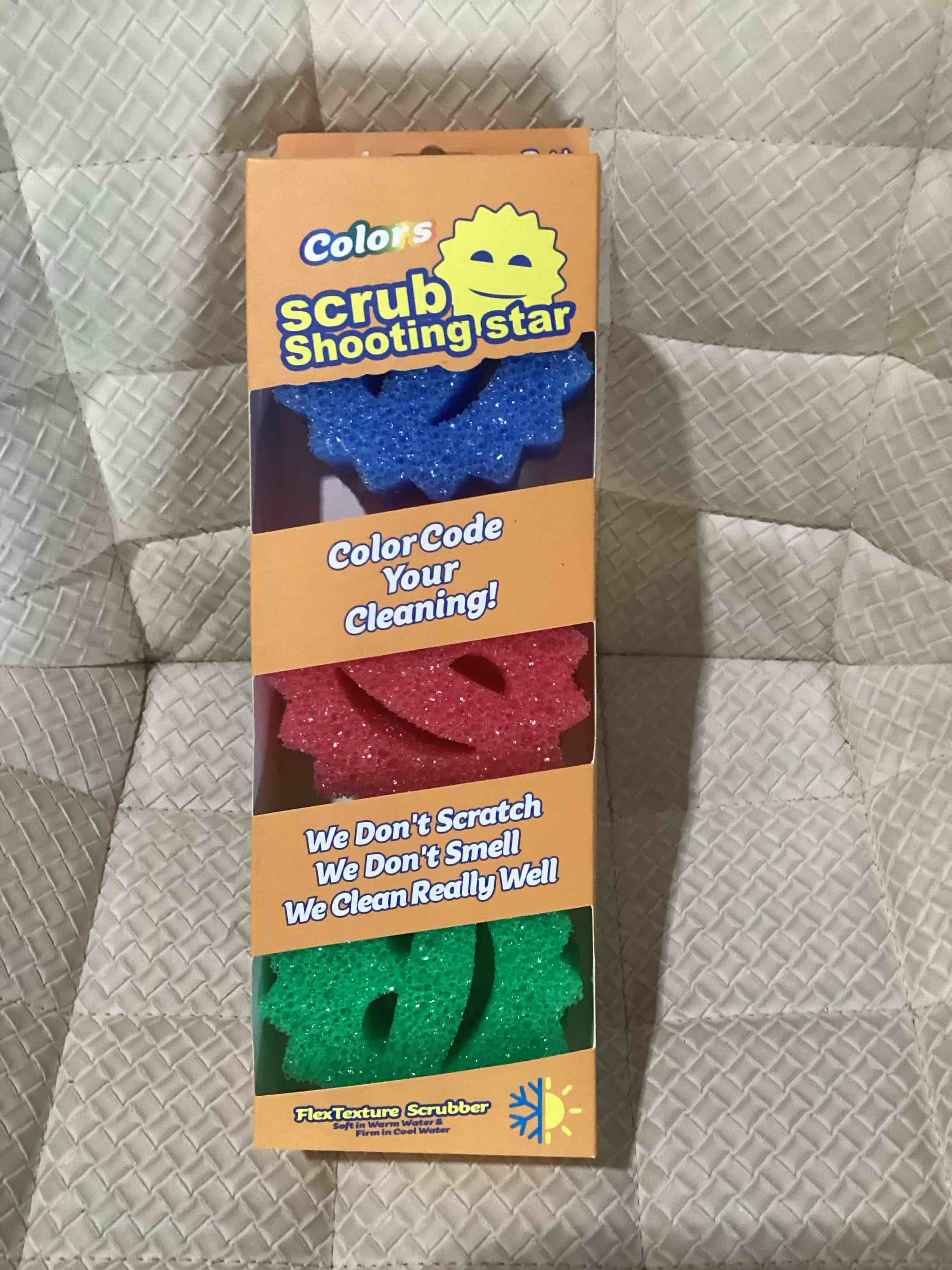 Colors, scrub, shooting star ONE blue ONE red ONE green