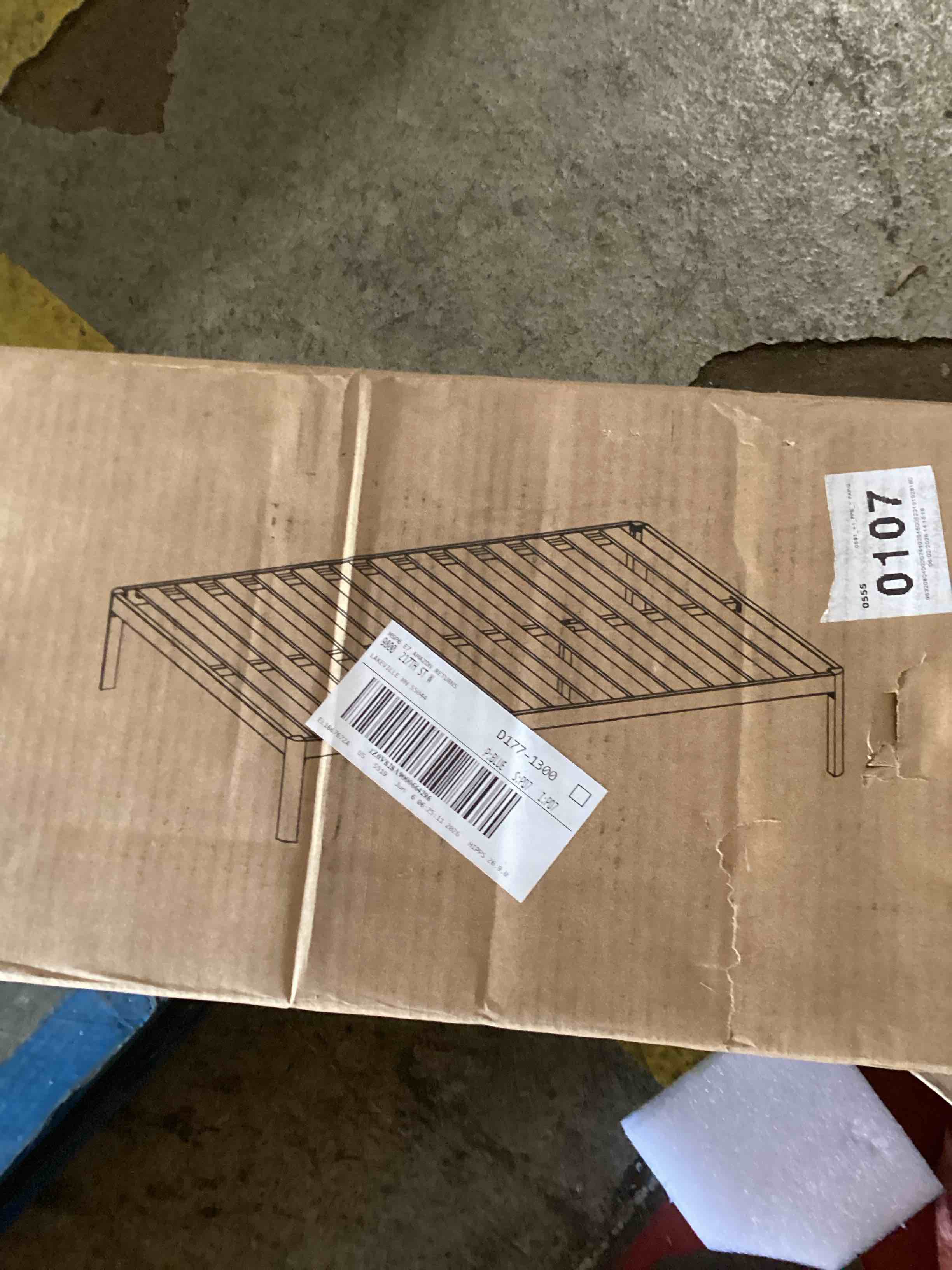 Condition photo showing As Is for 14 inch metal bed frame king