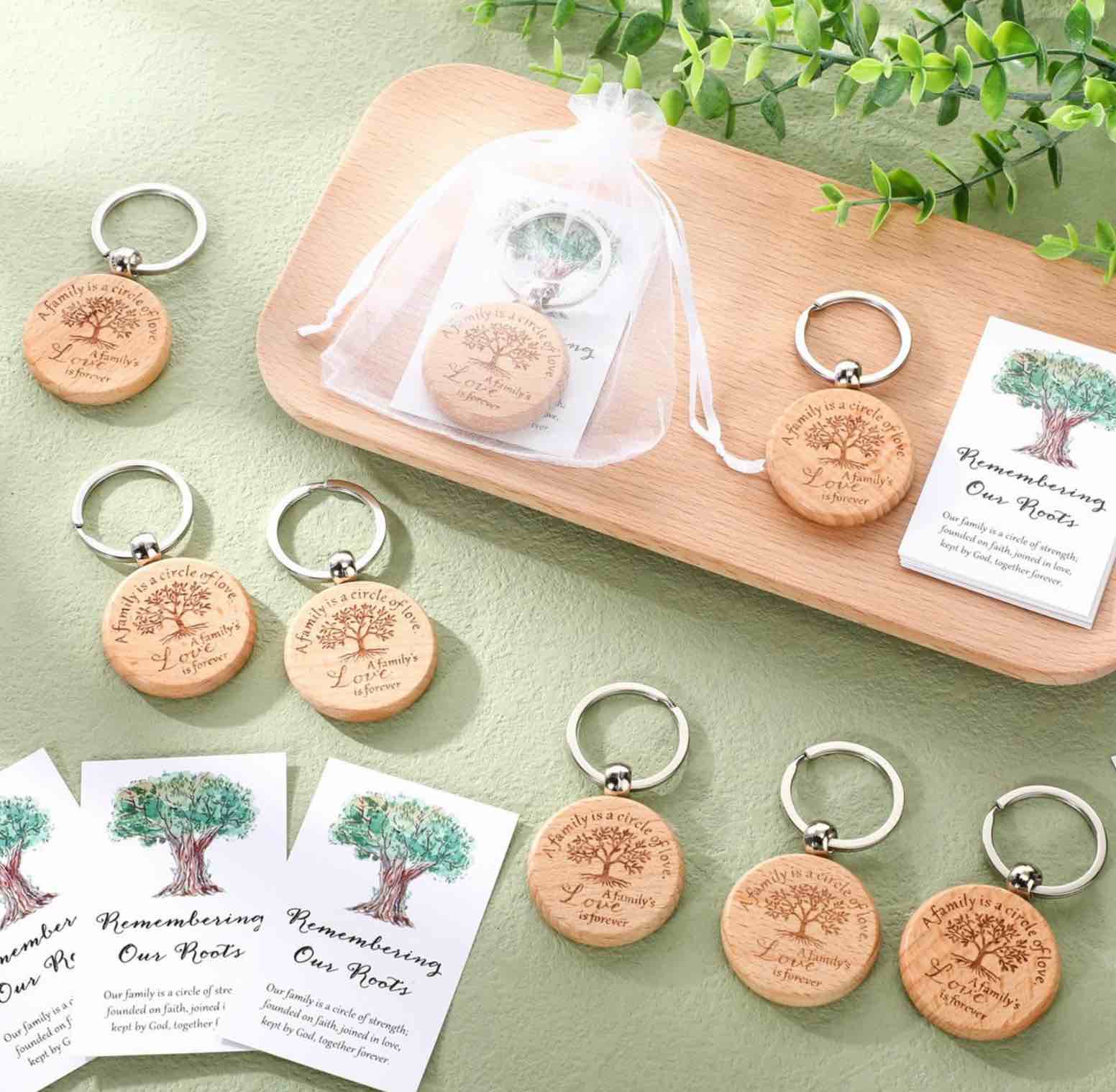 Misdary 30 Set Family Reunion Favors 30 Family Tree Keychain 30 Thank You Cards
