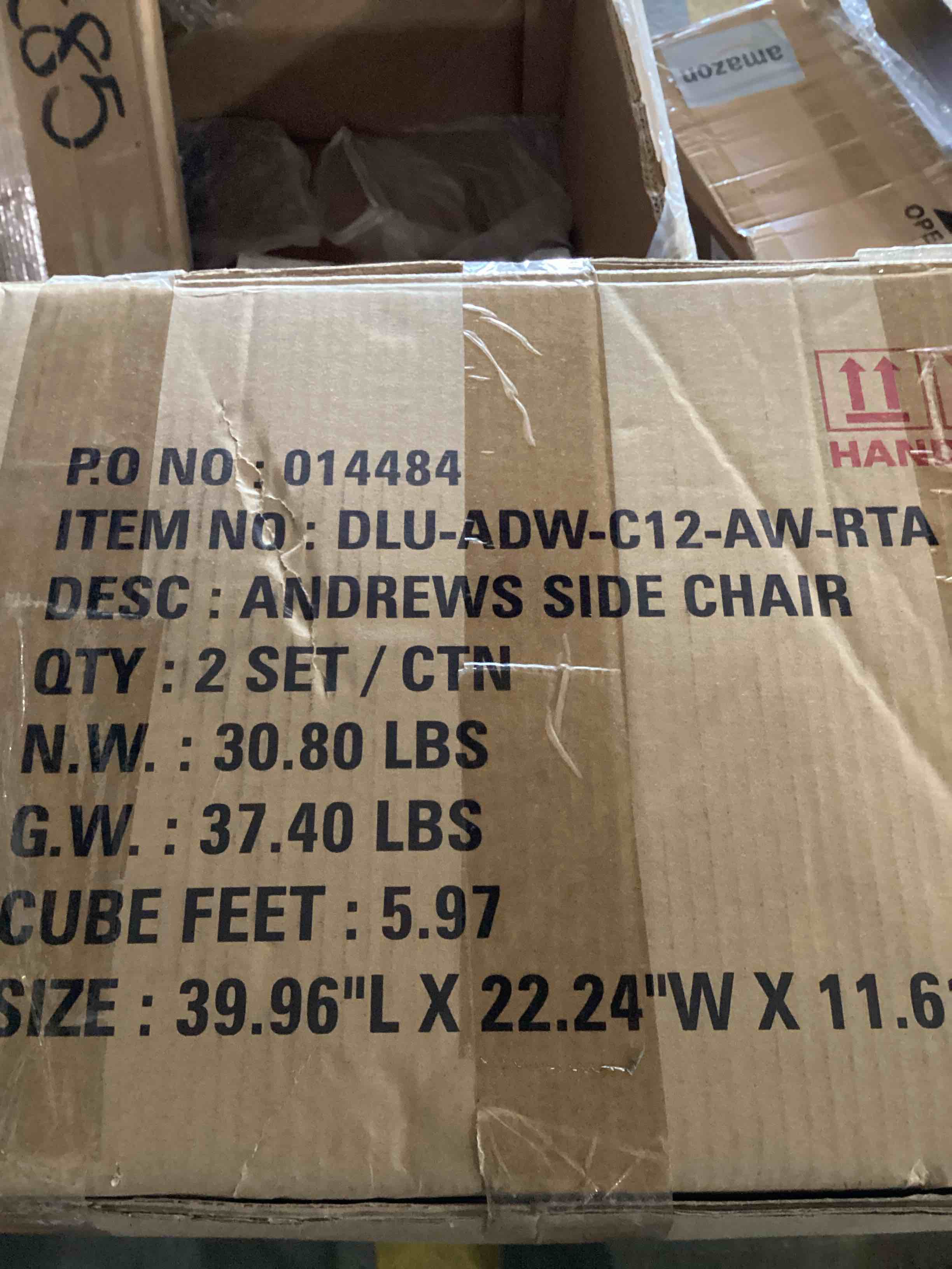 Condition photo showing As Is for 2 CHAIRS ONLY Sunset Trading Andrews 7 Piece 48" Round or 66" Oval Extendable Butterfly Leaf Table | Antique White and Chestnut Brown | Seats 6 Dining Room Sets, Two Size Extension,DLU-ADW4866-C12-AW7P