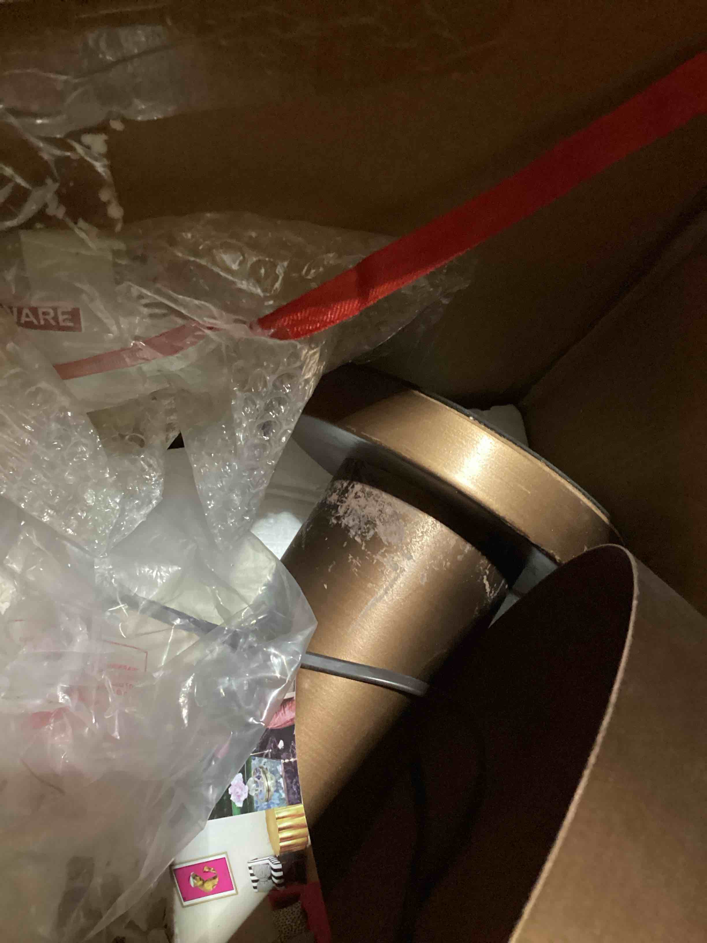 Condition photo showing As Is for Signature Design by Ashley Wendfield Industrial Metal Table Lamp with On-Off Switch and 2 Sockets, Dark Brown