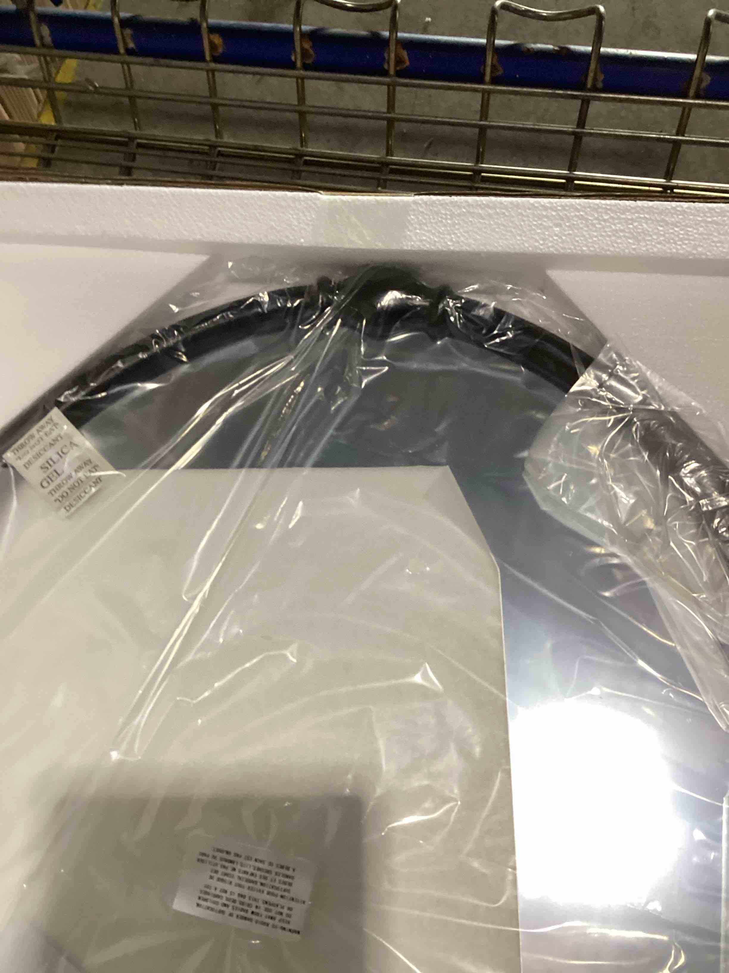 Condition photo showing As Is for Simon’s shop wall mirror BLACK FRAME 