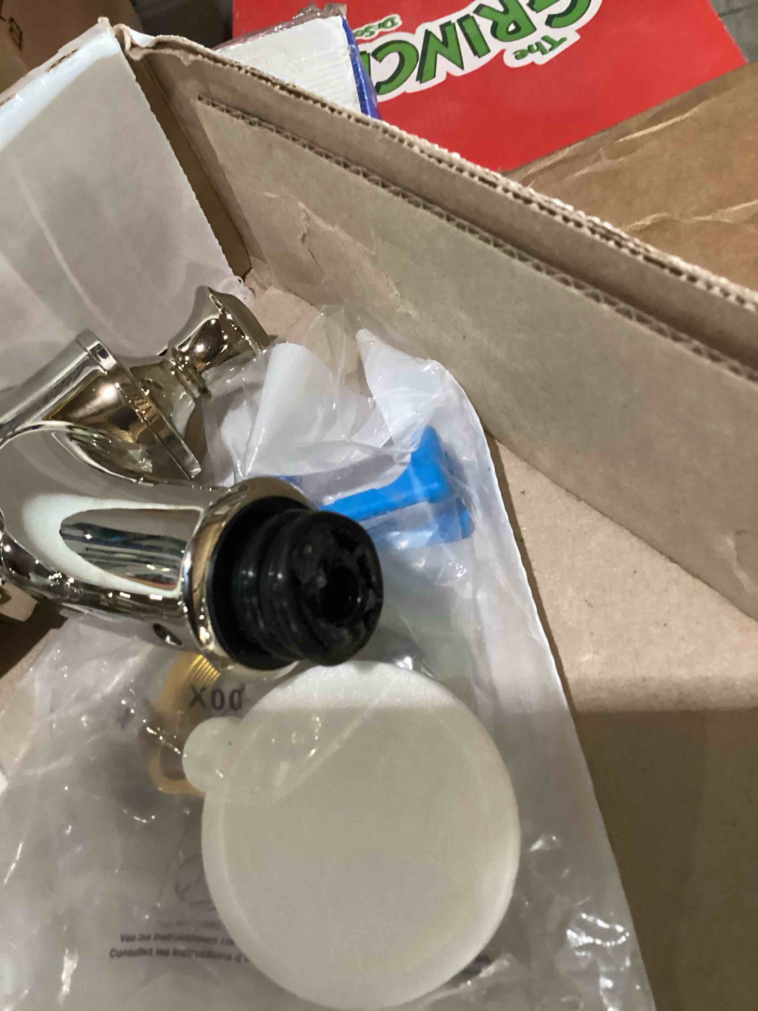 Condition photo showing As Is for BROKEN PIECES Delta Faucet Cassidy Pull Out Kitchen Faucet, Polished Nickel Kitchen Sink Faucet, Kitchen Faucet with Pull Out Sprayer, Magnetic Docking Spray Head, Polished Nickel 4197-PN-DST