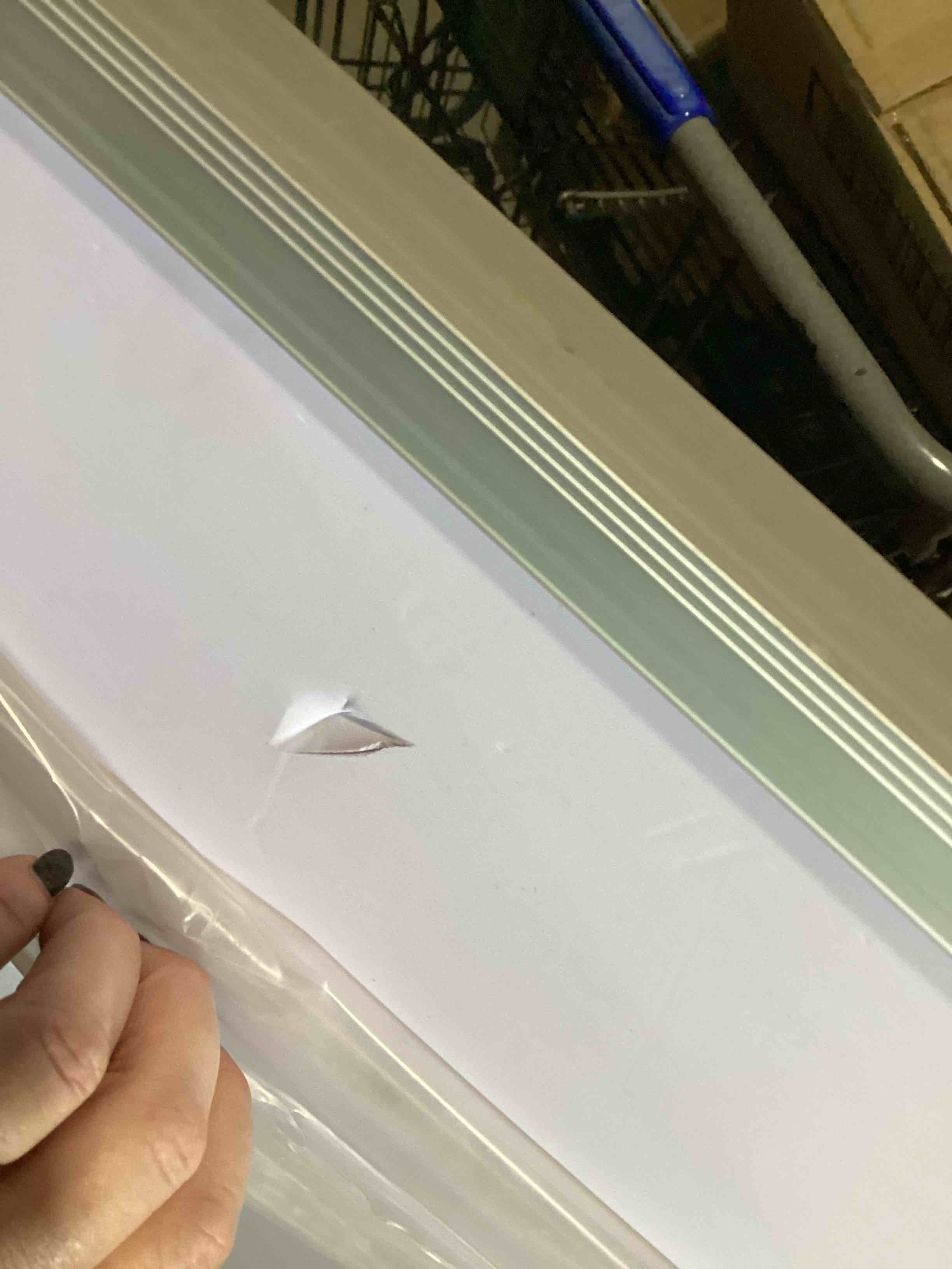 Condition photo showing As Is for VIZ-PRO Magnetic Dry Erase Board, 72 X 48 Inches, Foldable Wall-Mounted Whiteboard with Silver Aluminum Frame & Marker Tray for School Office and Home 6' X 4' 72"W x 48"H