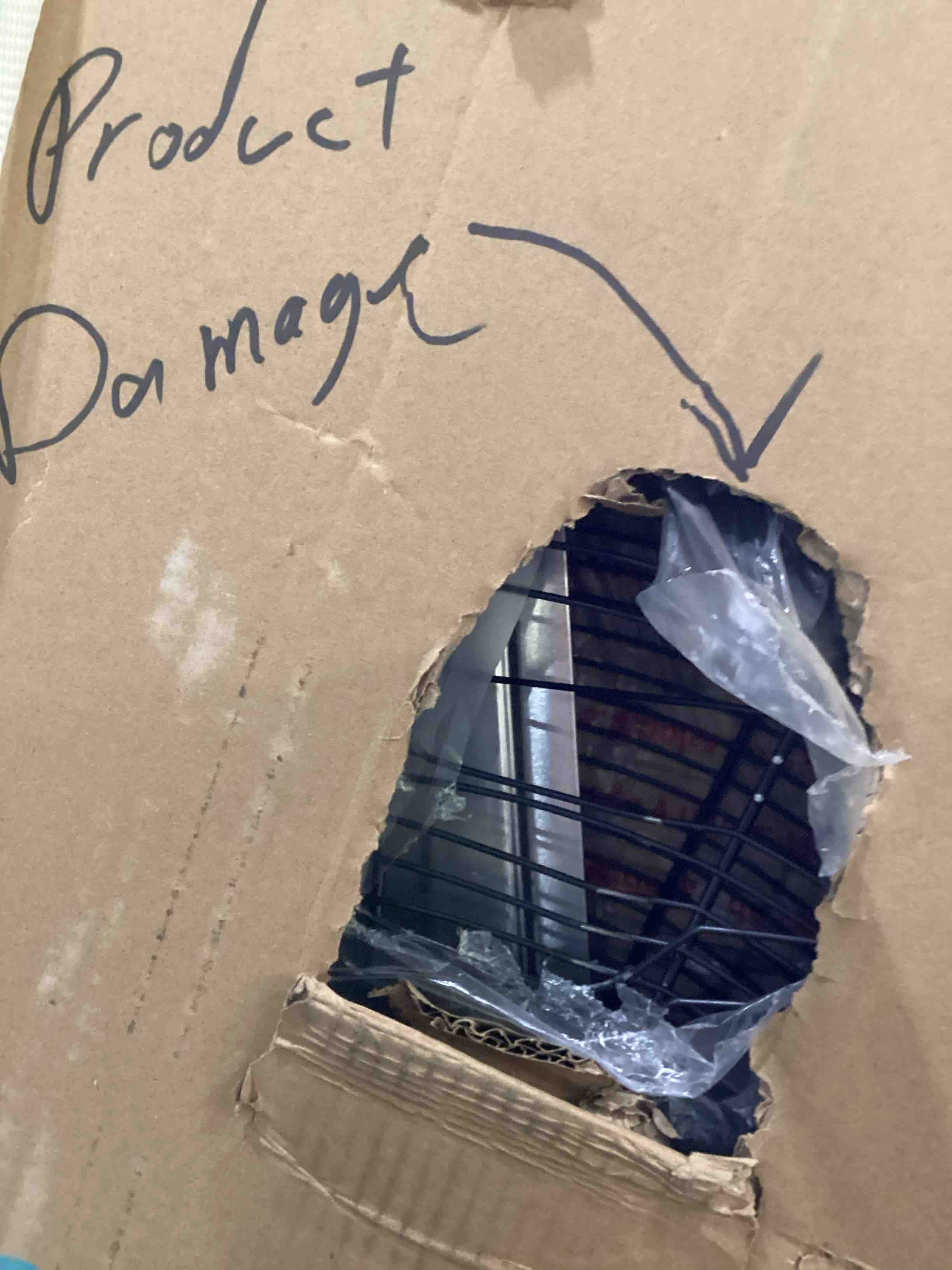 Condition photo showing As Is for HAS DAMAGE Tornado 30 Inch Pro Series High-Velocity Oscillating Wall Mount Fan – 3 Speed, 8850 CFM, 6.6 FT Cord, UL Safety Listed – Ideal for Commercial & Industrial Use, Black 30 Inch 1