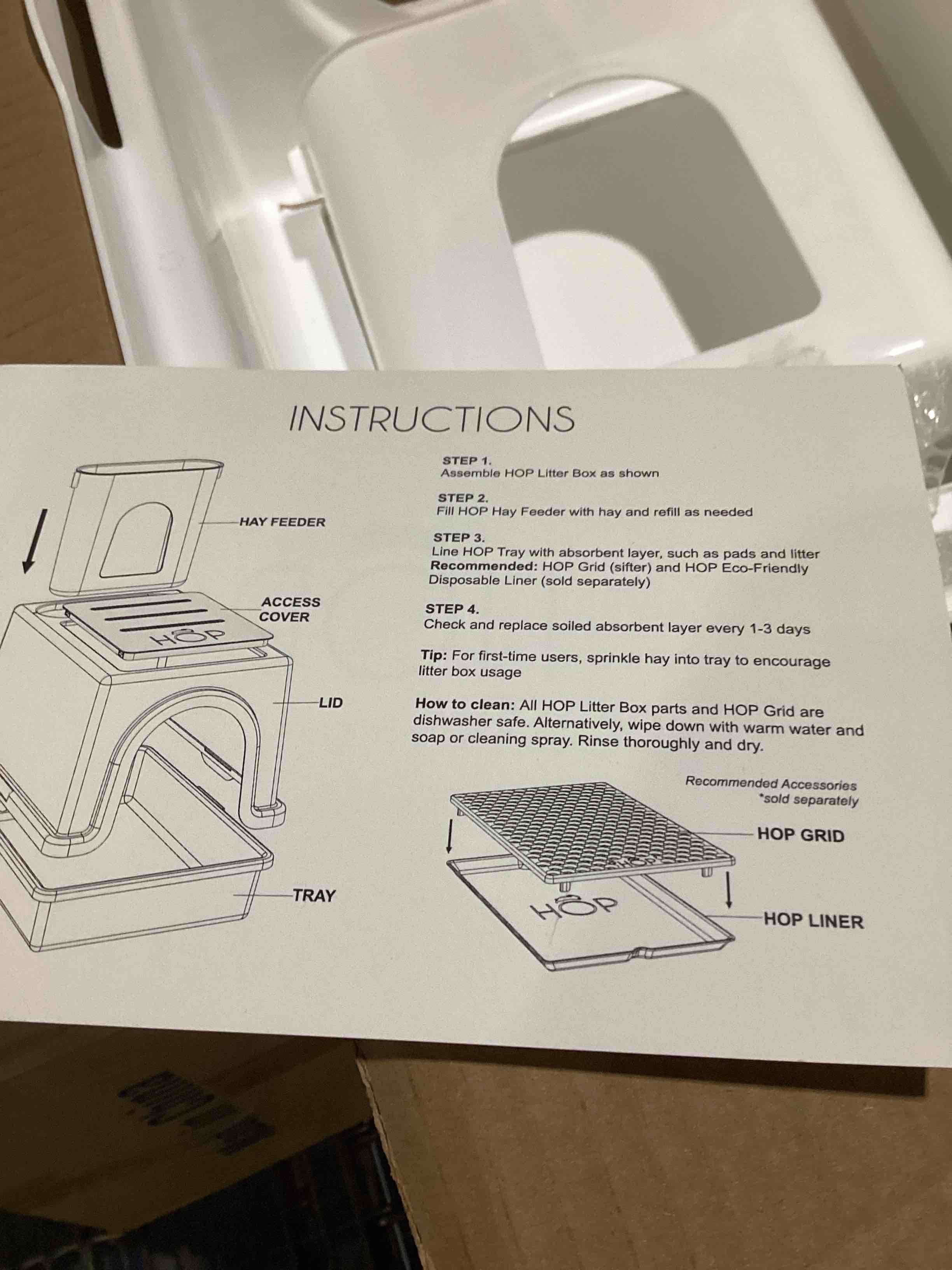 Condition photo showing As Is for MISSING HOP GRID HOP Rabbit Litter Box, Less Mess with Built-in Hay Feeder Designed for Rabbits/Bunnies. Includes Removable Cover and Pan. BPA-Free and Dishwasher Safe. Cat, Guinea Pig and Chinchilla Friendly Too.