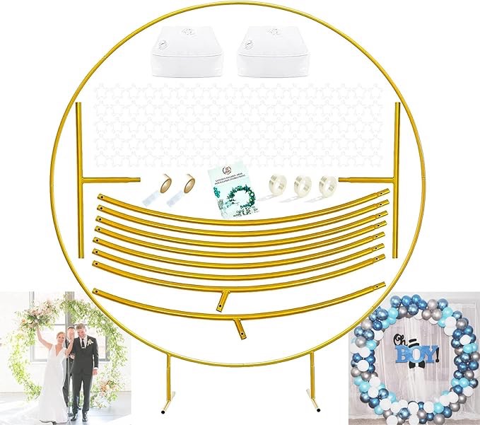 Supplies›Decorations›Balloons Currently unavailable. We don't know when or if this item will be back in stock. Delivering to Cincinnati 45238 - Update location Add to List  LANGXUN 7.2ft (2.2m) Golde Metal Circle Balloon Arch Frame, for Birthday Party Decoration, Wedding Decoration, Graduation Decorations and Baby Girl Shower Decoration, Photo Background Decoration Roll over image to zoom in             VIDEO LANGXUN 7.2ft (2.2m) Golde Metal Circle Balloon Arch Frame, for Birthday Party Decoration, Wedding Decoration, Graduation Decorations and Baby Girl Shower Decoration, Photo Background Decoration
