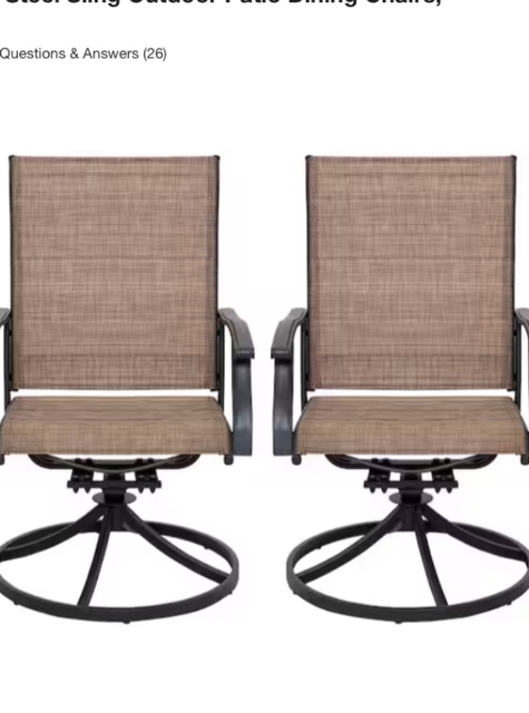 Piece Swivel Steel Sling Outdoor Patio Dining Chairs, Brown