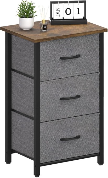 Furniture›Nightstands Currently unavailable. We don't know when or if this item will be back in stock. Delivering to Cincinnati 45238 - Update location Add to List  Yoobure Nightstand with 3 Fabric Drawers, Storage Drawers Small Dresser for Bedroom, Night Stands Bedside Tables Closet Drawers Dressers &amp; Chests Organizer Unit Fabric Dresser for Hallway College Dorm Roll over image to zoom in                  2+    7 VIDEOS Yoobure Nightstand with 3 Fabric Drawers, Storage Drawers Small Dresser for Bedroom, Night Stands Bedside Tables Closet Drawers Dressers & Chests Organizer Unit Fabric Dresser for Hallway College Dorm