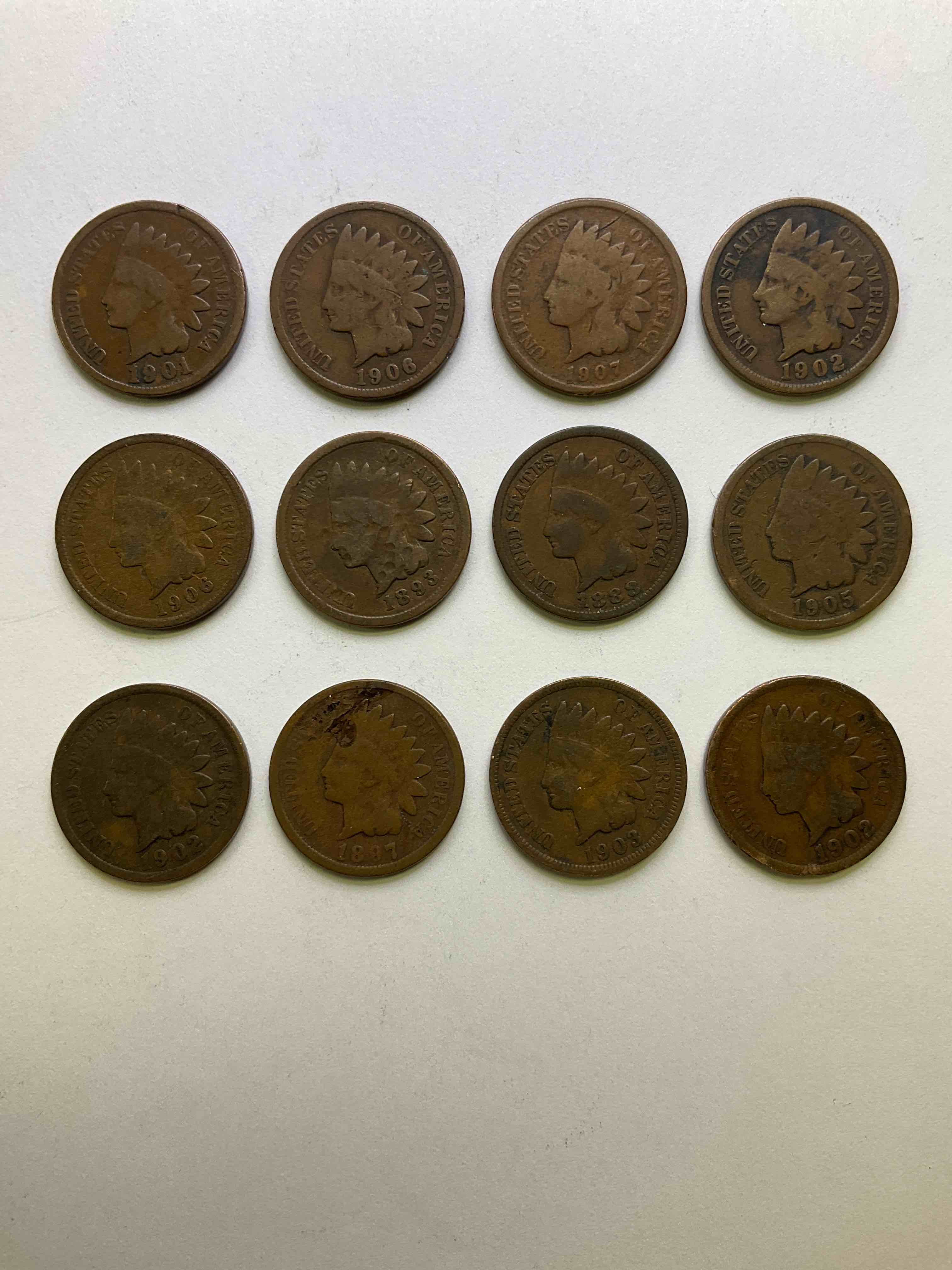 Indian Head Pennies! These Gorgeous U.S. Pennies Were Minted From 1859-1909 & Have Become Serious Collector Items! The "Indian Head" Design Is Actually A Representation Of Lady Liberty Wearing An Indian Headdress. Here Are Beautiful, Well-Kept Examples Representing Many Different Mint Years! Great For Collecting, Investing & Learning History!