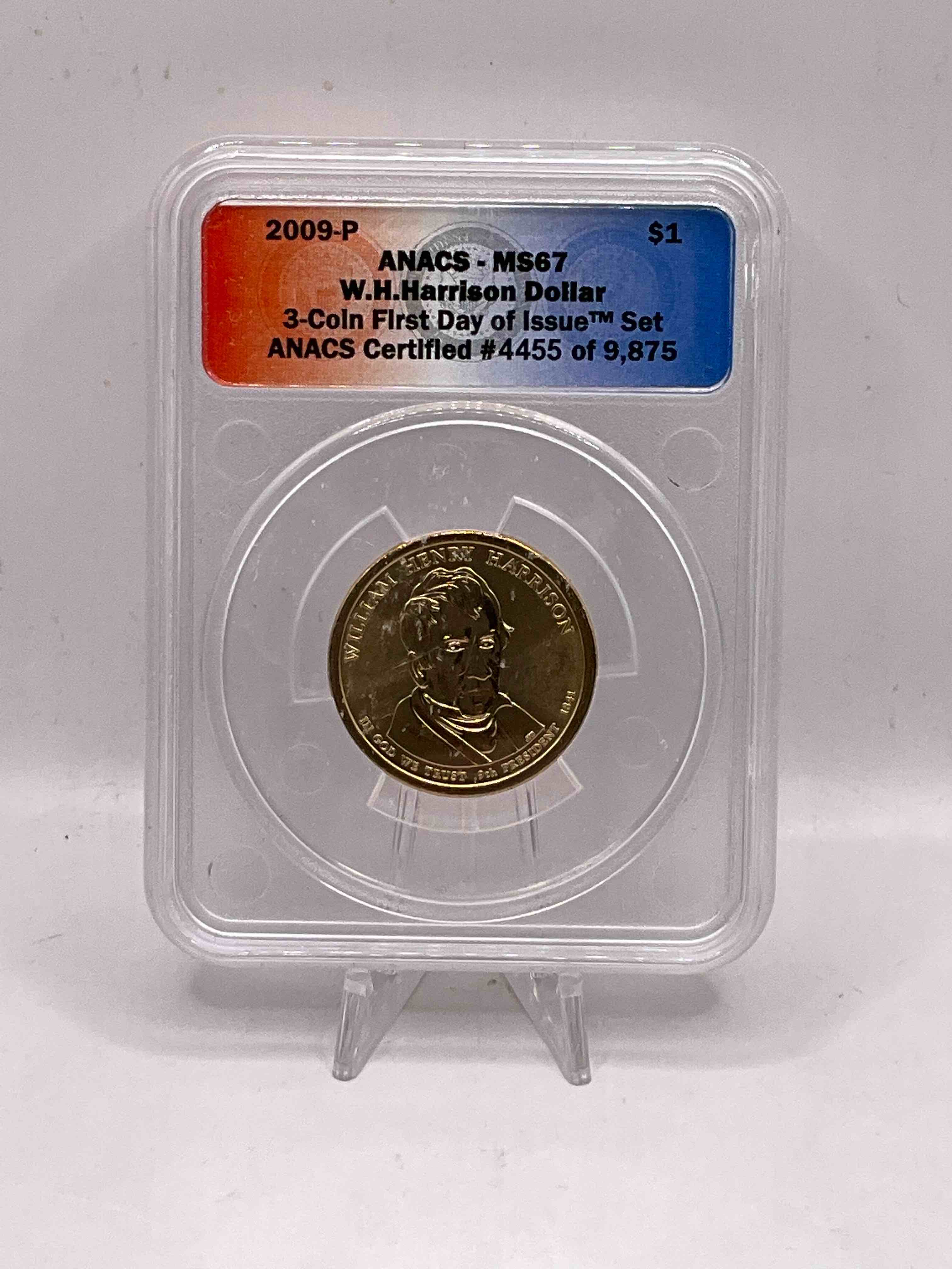 Certified Presidential W.H. Harrison Dollar! This Stunning Uncirculated 2009 W.H. Harrison Dollar Coin Is Perfect For Collectors & History Buffs. Comes In Numbered, Certified ANACS Case. Coin Is Stunning Gold In Color (Not Actual Gold), & Consist Mostly Of Copper. A Cool Piece Of American History!