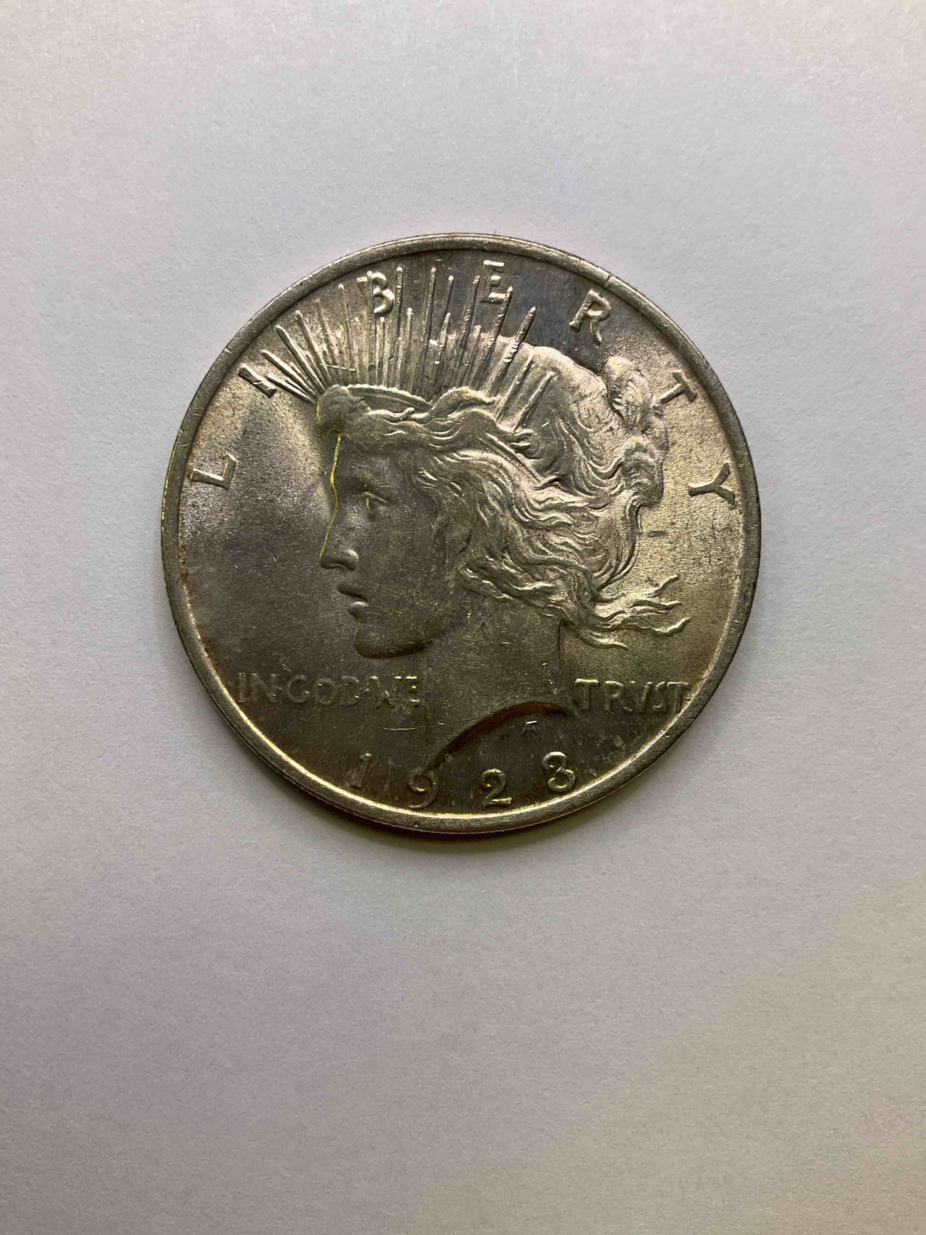 1923 Mint Silver Peace Dollar U.S. Coin! Silver Peace Dollars Were Produced From 1921-1935 To Commemorate The End Of World War One. This Large, 1.5" Diameter, Heavy, Gorgeous Coin Is 90% Silver & 10% Copper, Giving It A Net Weight of .77344 oz. Of Pure Silver! Own A Valuable Piece Of History & An Incredible Investment In Precious Metals!