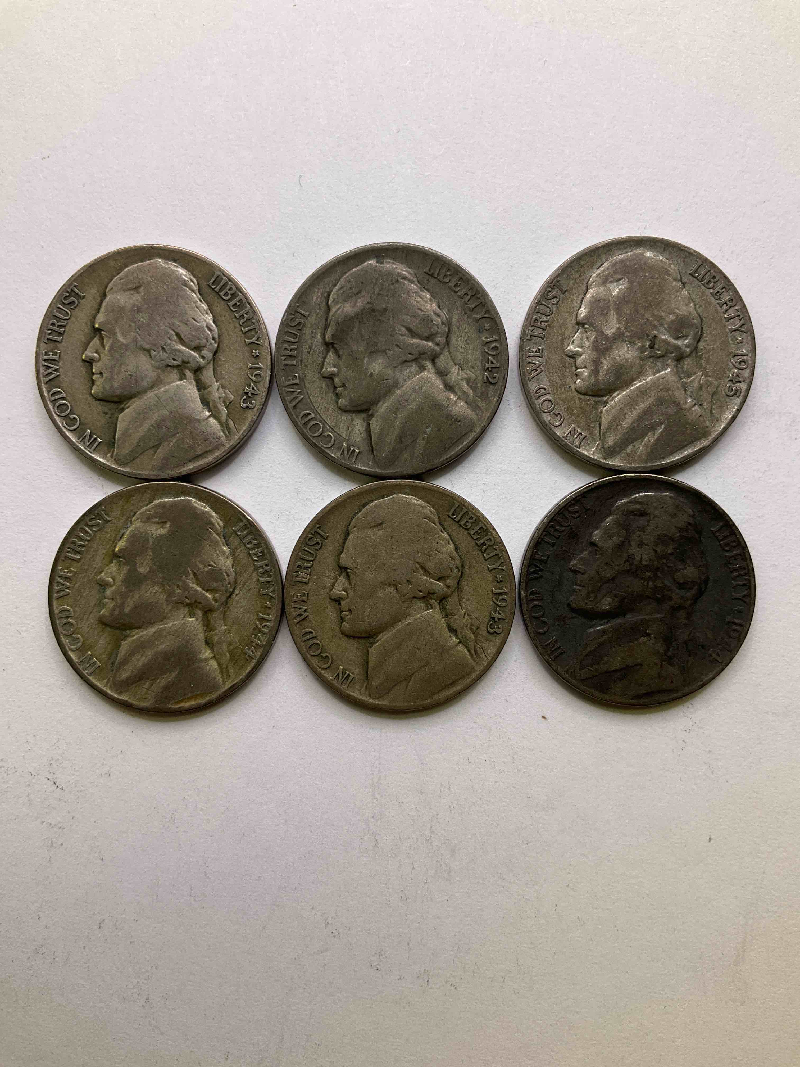 World War il Silver! Did You Know That Nickels Were Actually Made Of Silver During World War Il From 1048- 459 This is Because America Needed Nickel To Make Ammunition, So The U.S. Treasury Made Niekels Out Of Partial Silver Instead Of Nickel For These Three Years Only! Own Great Pieces Of Rare World War II Silver , All Silver Nickels From The Height Of The Wart Each Nickel Was Minted At 35% Silver, 56% Copper & 9% Manganese. Own Rare Pieces Of Valuable World War I Precious Metal History! Hard To Findi