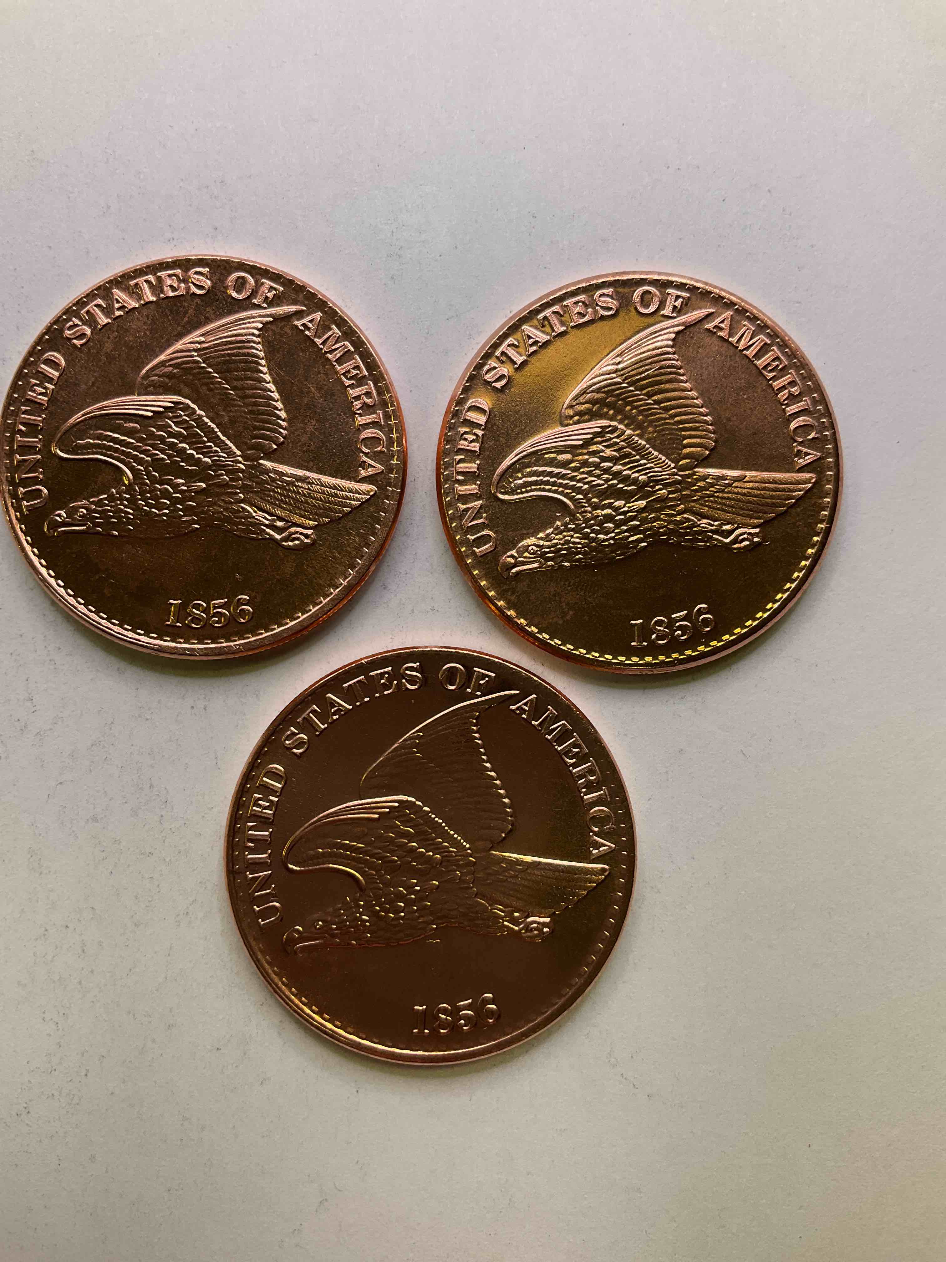 Pure Copper Commemorative Large Coins! One Ounce Pure Copper Commemorative Coin, Brand New In Excellent Condition. 1.5" Diameter. Pure Copper! Flying Eagle Style. Makes For An Awesome Gift & Investment!