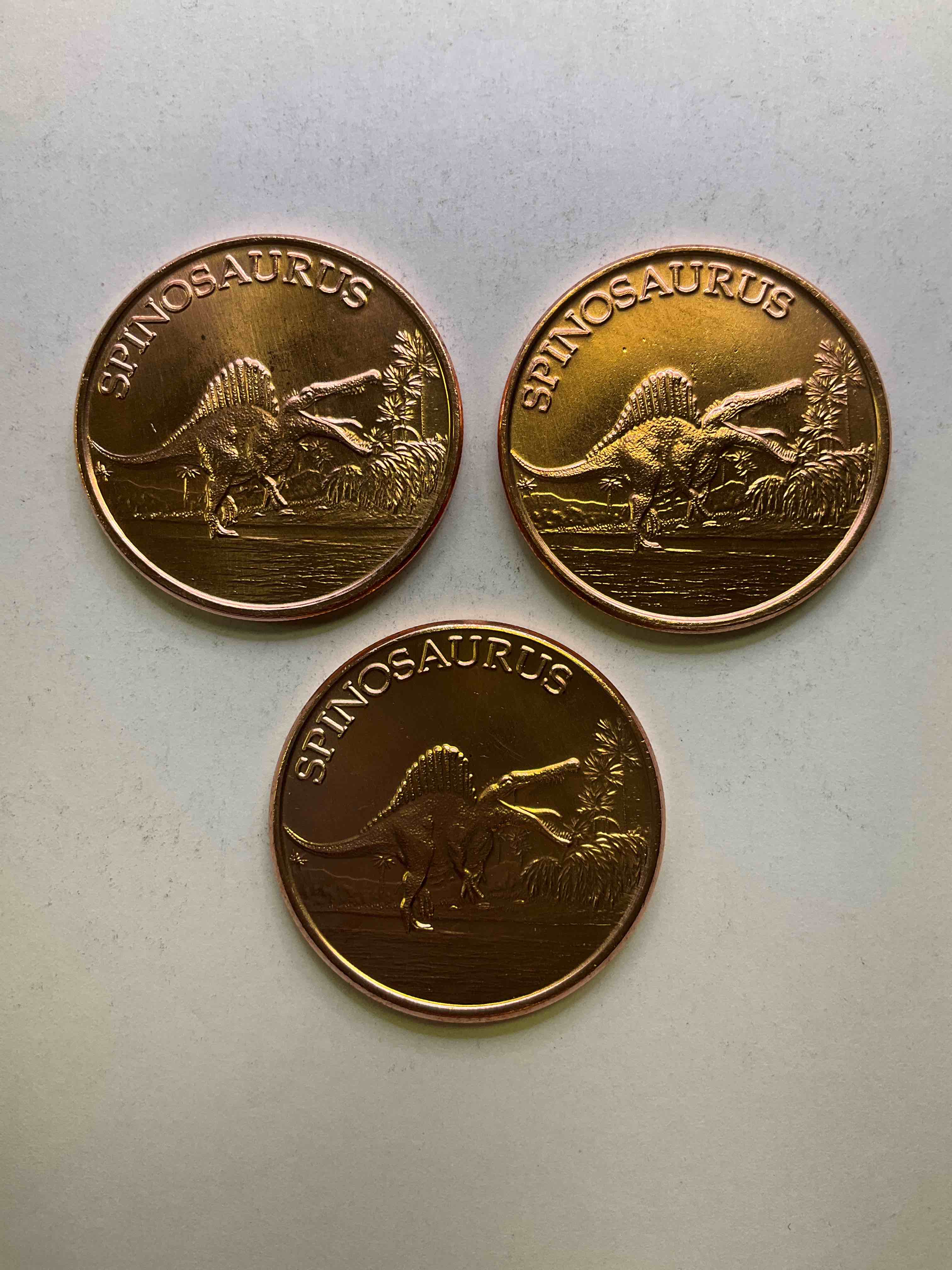 Pure Copper Commemorative Large Coins! One Ounce Pure Copper Commemorative Coin, Brand New In Excellent Condition. 1.5" Diameter. Pure Copper! Spinosaurus Style. Makes For An Awesome Gift & Investment!