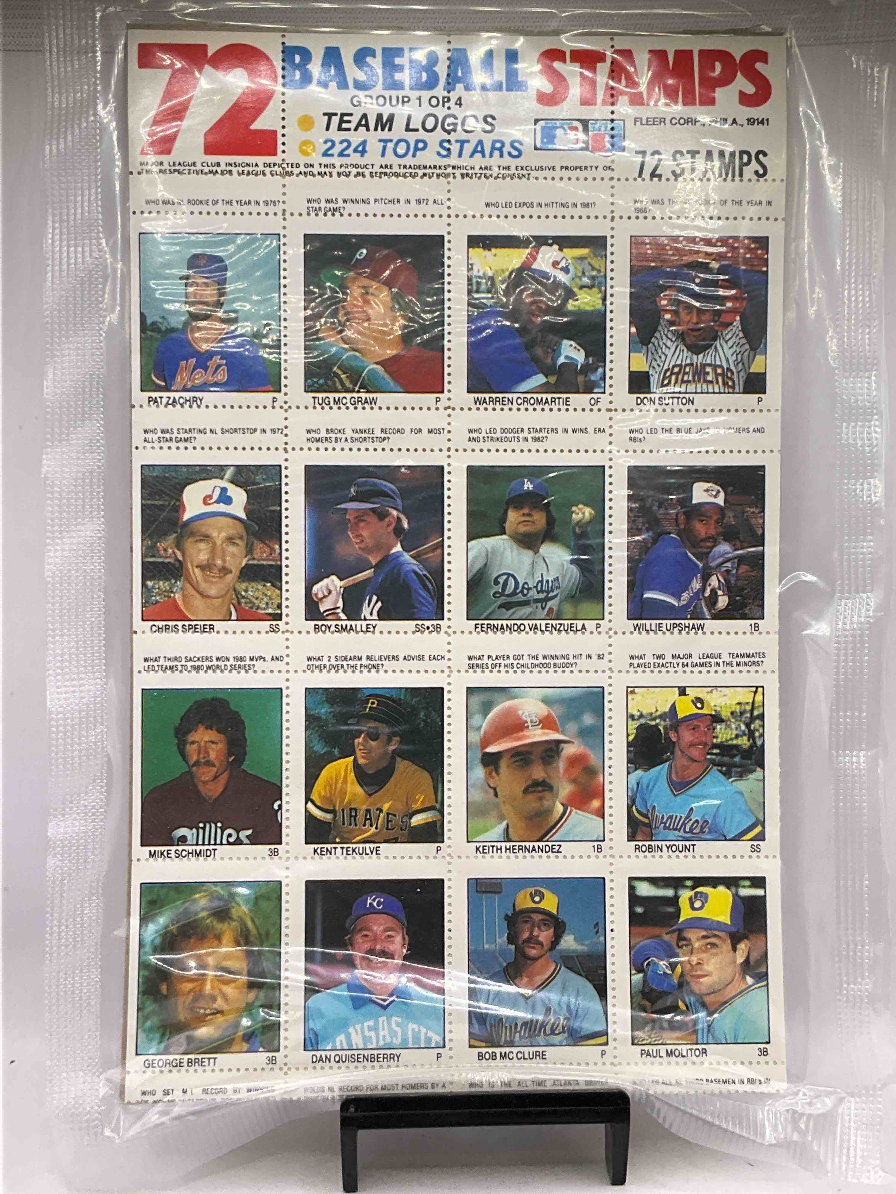 1983 Rarity! Fleer Baseball Stamps, Sealed & Directly From Sealed Retail Case! Each Package Contains 72 Baseball Stamps Of The Top MLB Players Of 1983! This Lot Is For Each Grouping From That Year (Group 1-4), So You Will Receive 288 Unique Stamps When Winning this Lot, Which Is Every Stamp From Fleer 1983! Very Cool Sports Card Memorabilia!