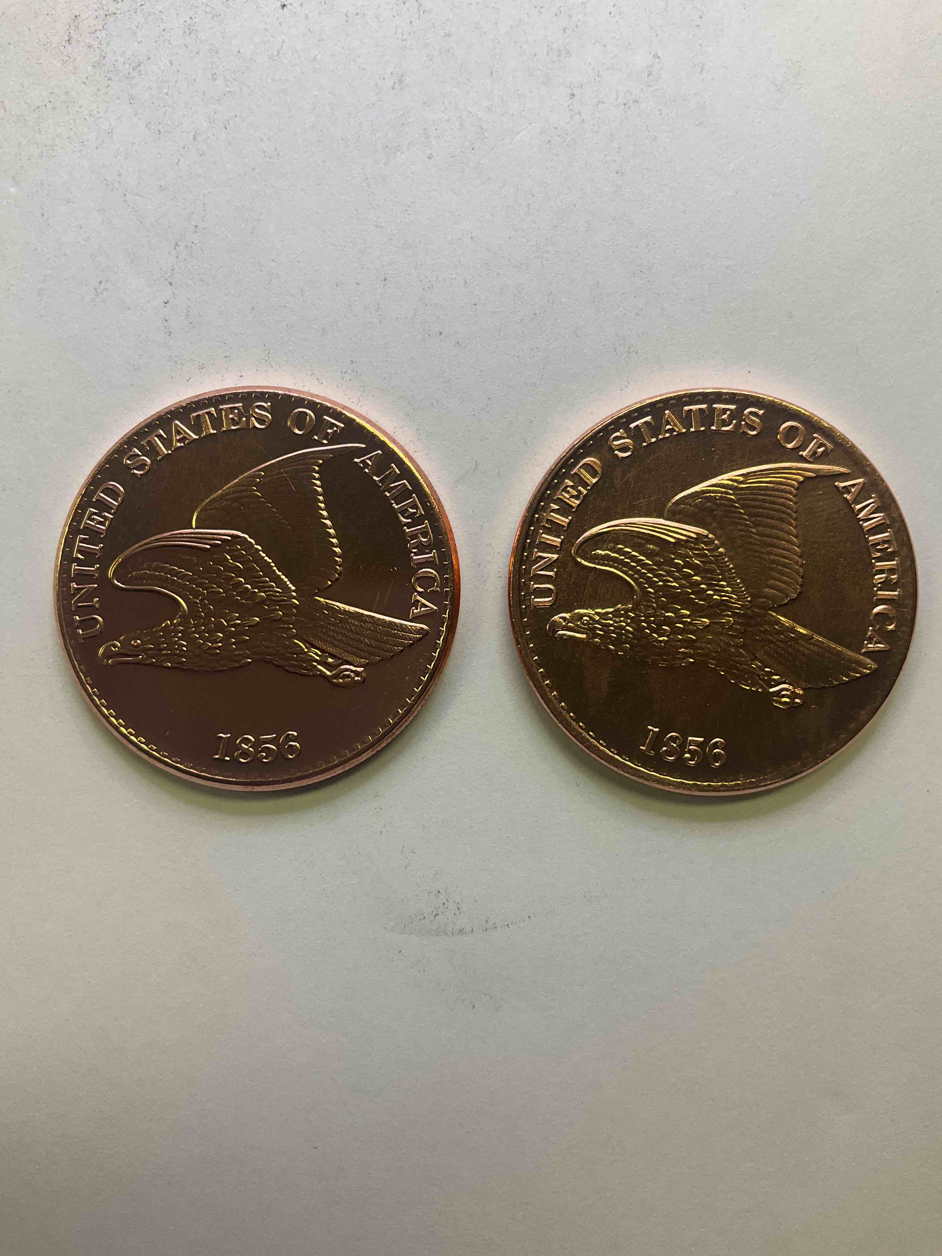 Pure Copper Commemorative Large Coins! One Ounce Pure Copper Commemorative Coin, Brand New In Excellent Condition. 1.5" Diameter. Pure Copper! Flying Eagle Style. Makes For An Awesome Gift & Investment!
