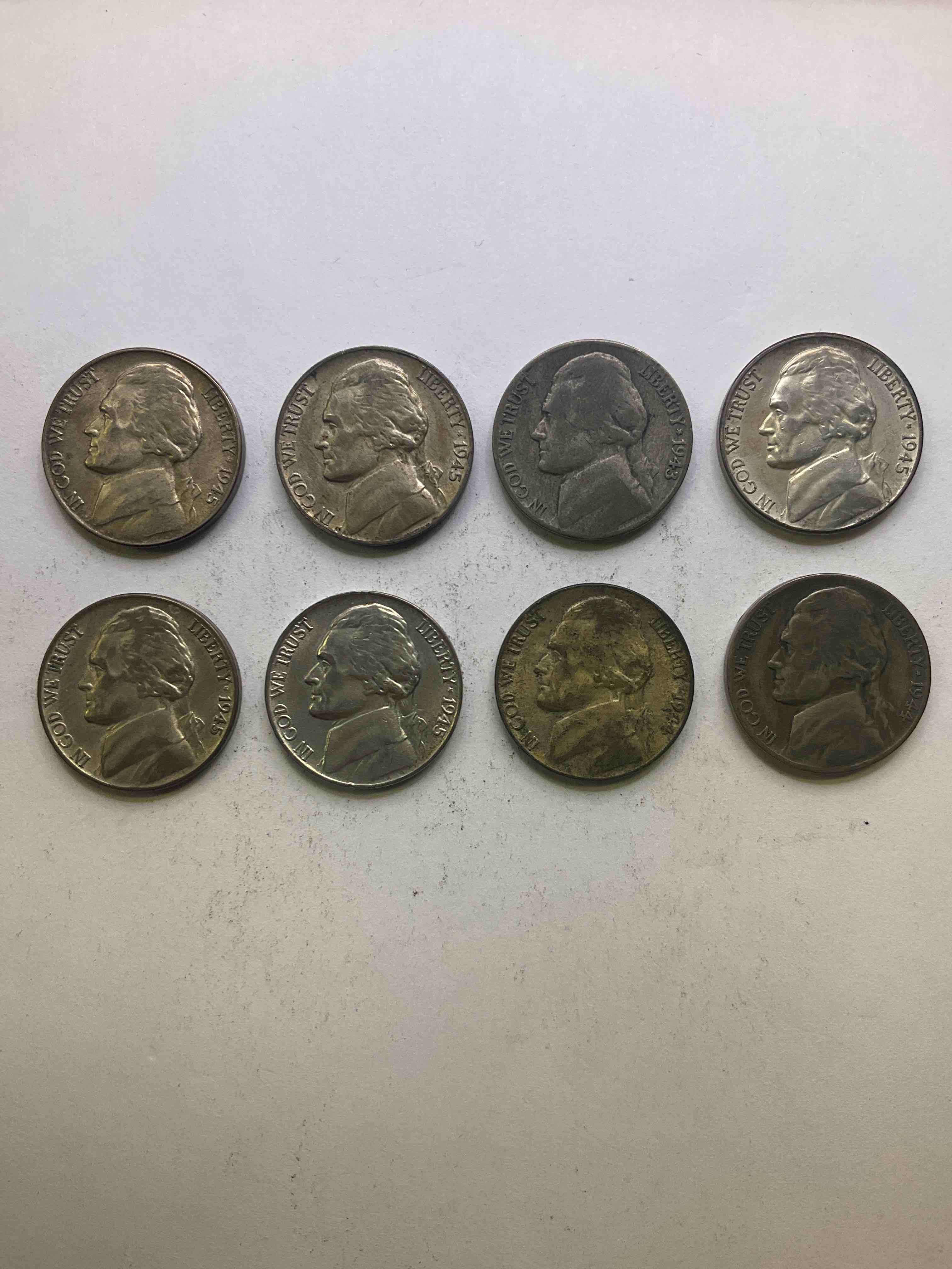 World War II Silver! Did You Know That Nickels Were Actually Made Of Silver During World War II From 1942-45? This Is Because America Needed Nickel To Make Ammunition, So The U.S. Treasury Made Nickels Out Of Partial Silver Instead Of Nickel For These Three Years Only! Own Great Pieces Of Rare World War II Silver. All Silver Nickels From The Height Of The War! Each Nickel Was Minted At 35% Silver, 56% Copper & 9% Manganese. Own Rare Pieces Of Valuable World War II Precious Metal History! VERY Hard To Find!