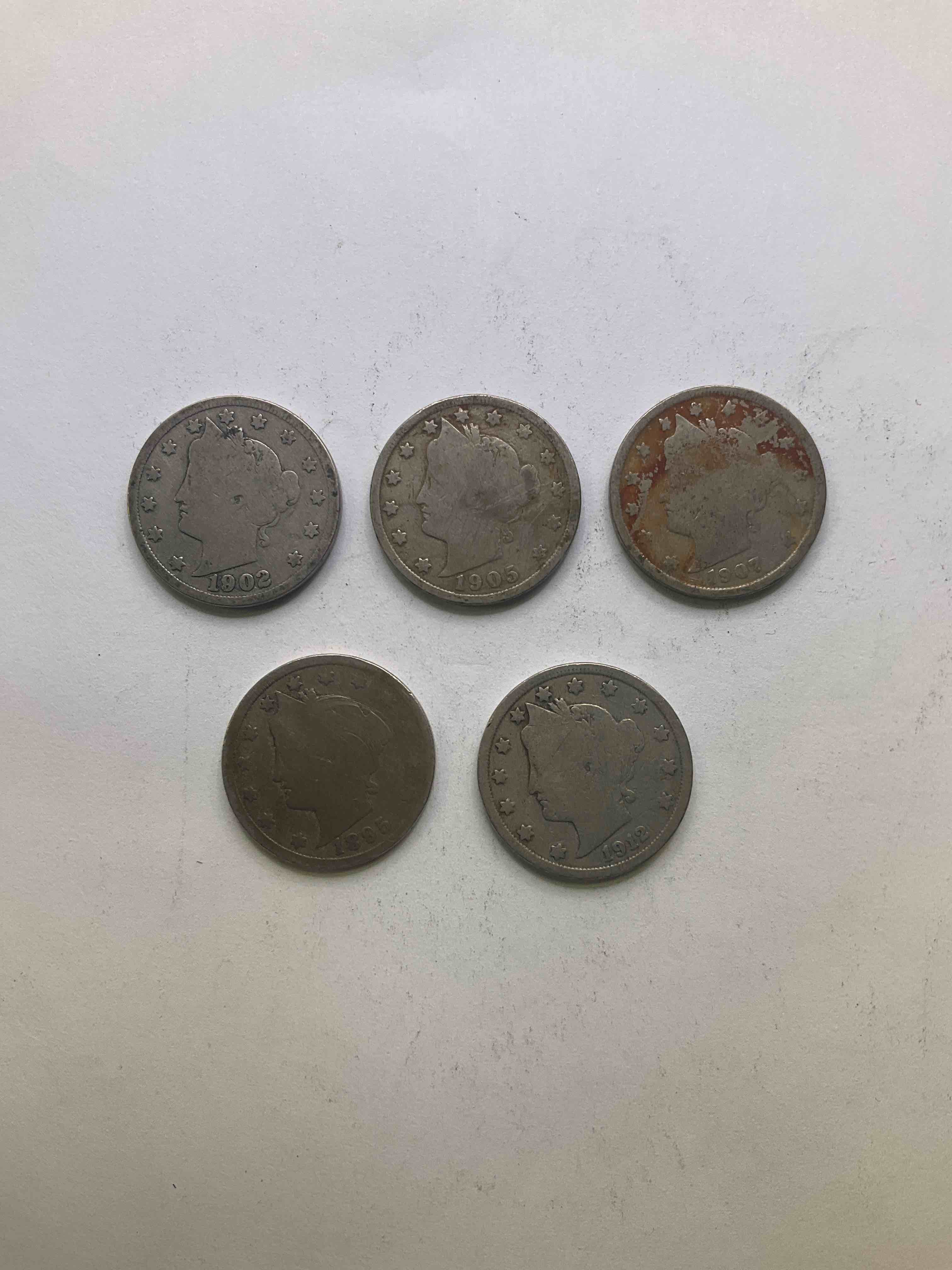 Year Of The Titanic! Antique U.S. Liberty Head "V Nickels," Minted From 1883 To 1913, Date On! Includes Rare 1912 Edition, The Year Of The Sinking Of The Titanic! Own A Piece Of History Great For Coin Collectors! Liberty Head V Nickels Were Minted Up Until 1913 & Were The Style Of Nickels Before Buffalo Nickels. Own Some Cool Pieces Of History! Rare To See These Coins With The "Date On" In Circulated Condition!