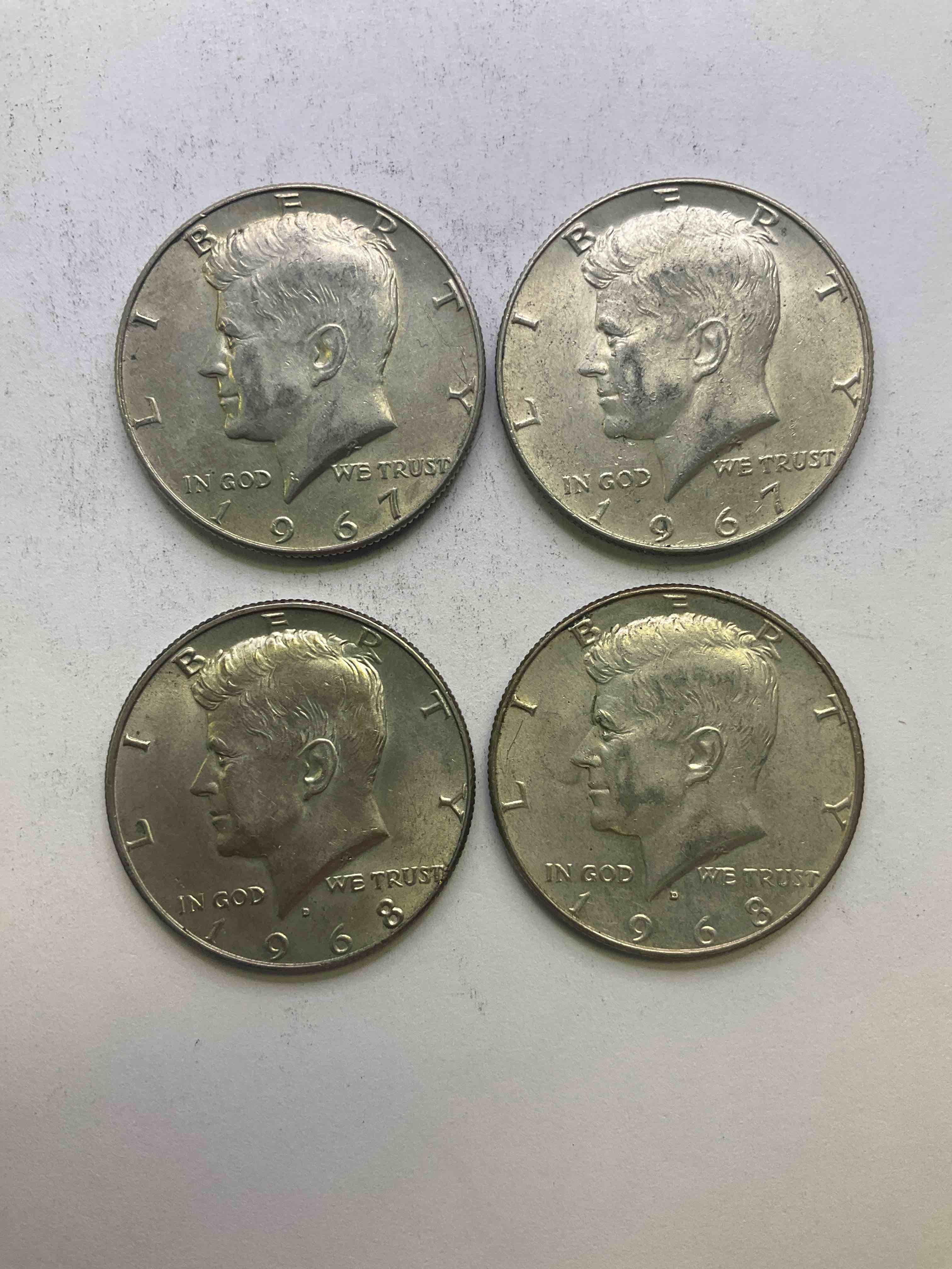 Silver Half Dollars! Did You Know From 1965-1970 The U.S. Minted Kennedy Half Dollars With 40% Silver? Check Out These Awesome Late 1960's Half Dollars With 40% Pure Fine Silver Content! After 1970 There Is Not Silver In U.S. Half Dollars! Grab These Awesome Pieces Of History & Invest In Precious Metals!