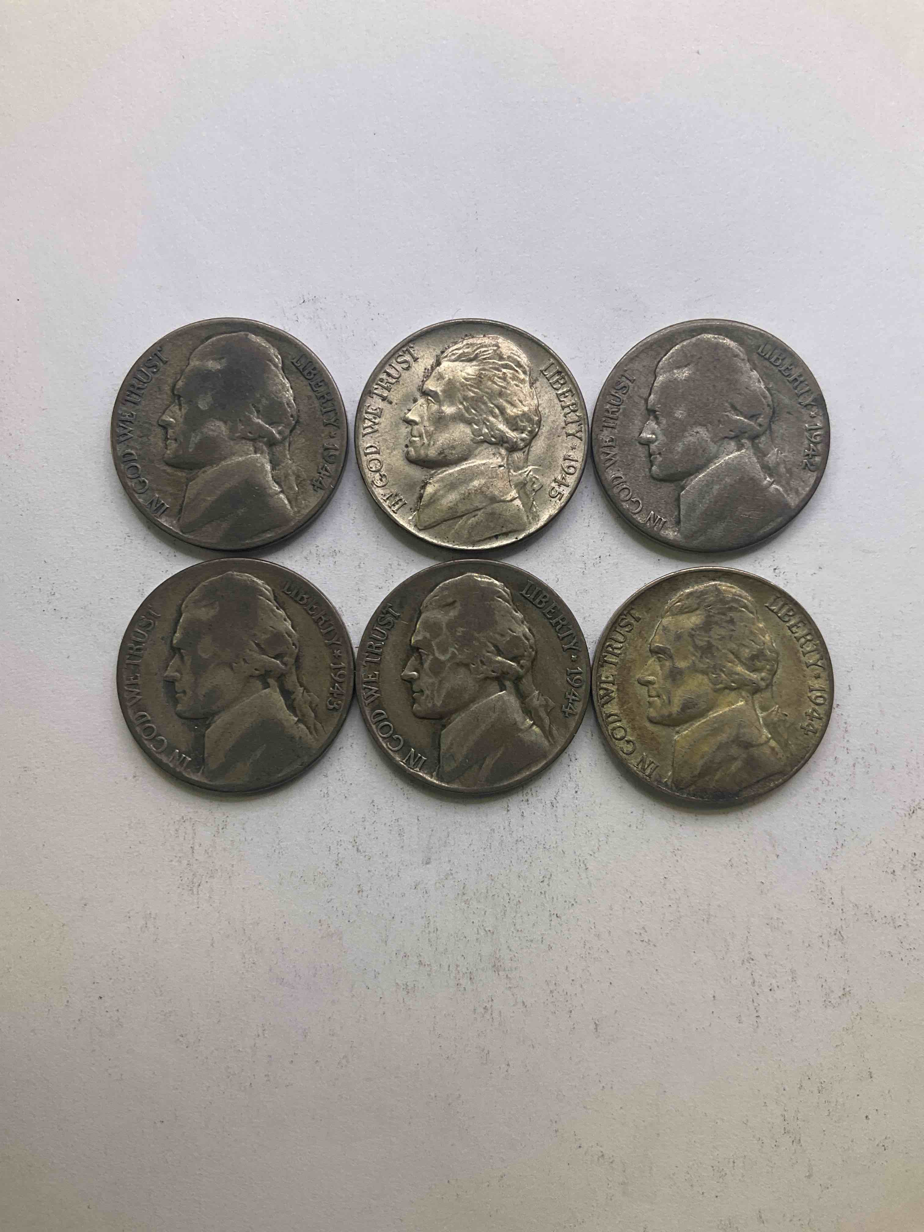 World War Il Silver! Did You Know That Nickels Were Actually Made Of Silver During World War II From 1942-45? This Is Because America Needed Nickel To Make Ammunition, So The U.S. Treasury Made Nickels Out Of Partial Silver Instead Of Nickel For These Three Years Only! Own Great Pieces Of Rare World War I Silver. All Silver Nickels From The Height Of The War! Each Nickel Was Minted At 35% Silver, 56% Copper & 9% Manganese. Own Rare Pieces Of Valuable World War II Precious Metal History! VERY Hard To Find!