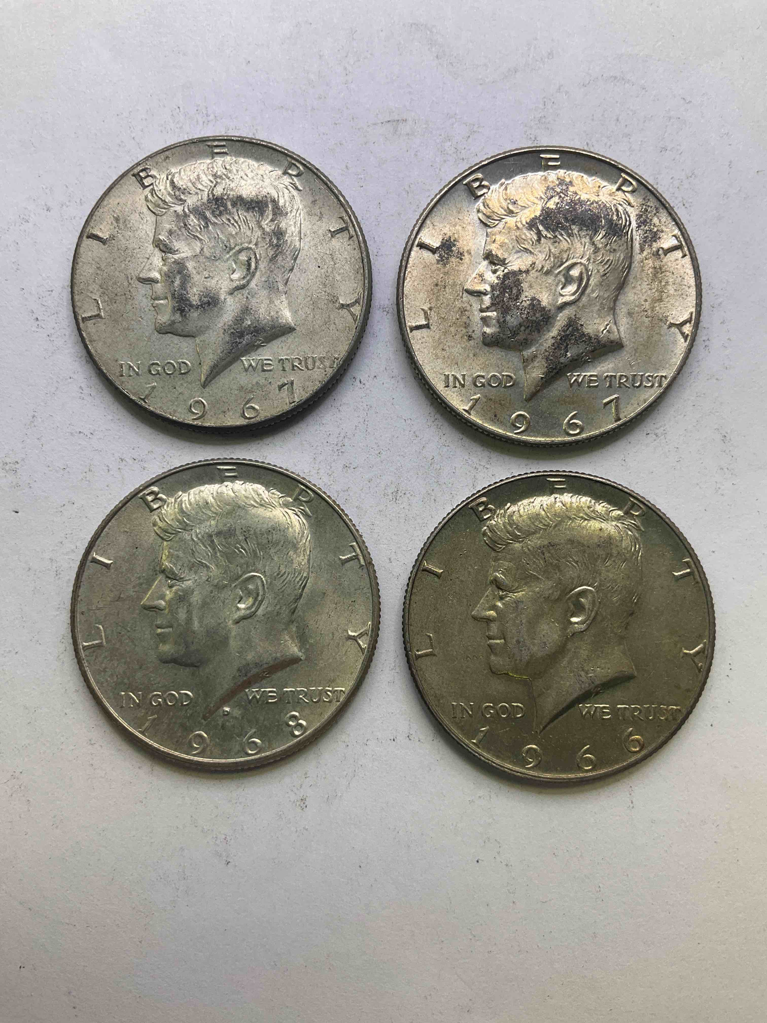 Silver Half Dollars! Did You Know From 1965-1970 The U.S. Minted Kennedy Half Dollars With 40% Silver? Check Out These Awesome Late 1960's Half Dollars With 40% Pure Fine Silver Content! After 1970 There Is Not Silver In U.S. Half Dollars! Grab These Awesome Pieces Of History & Invest In Precious Metals!