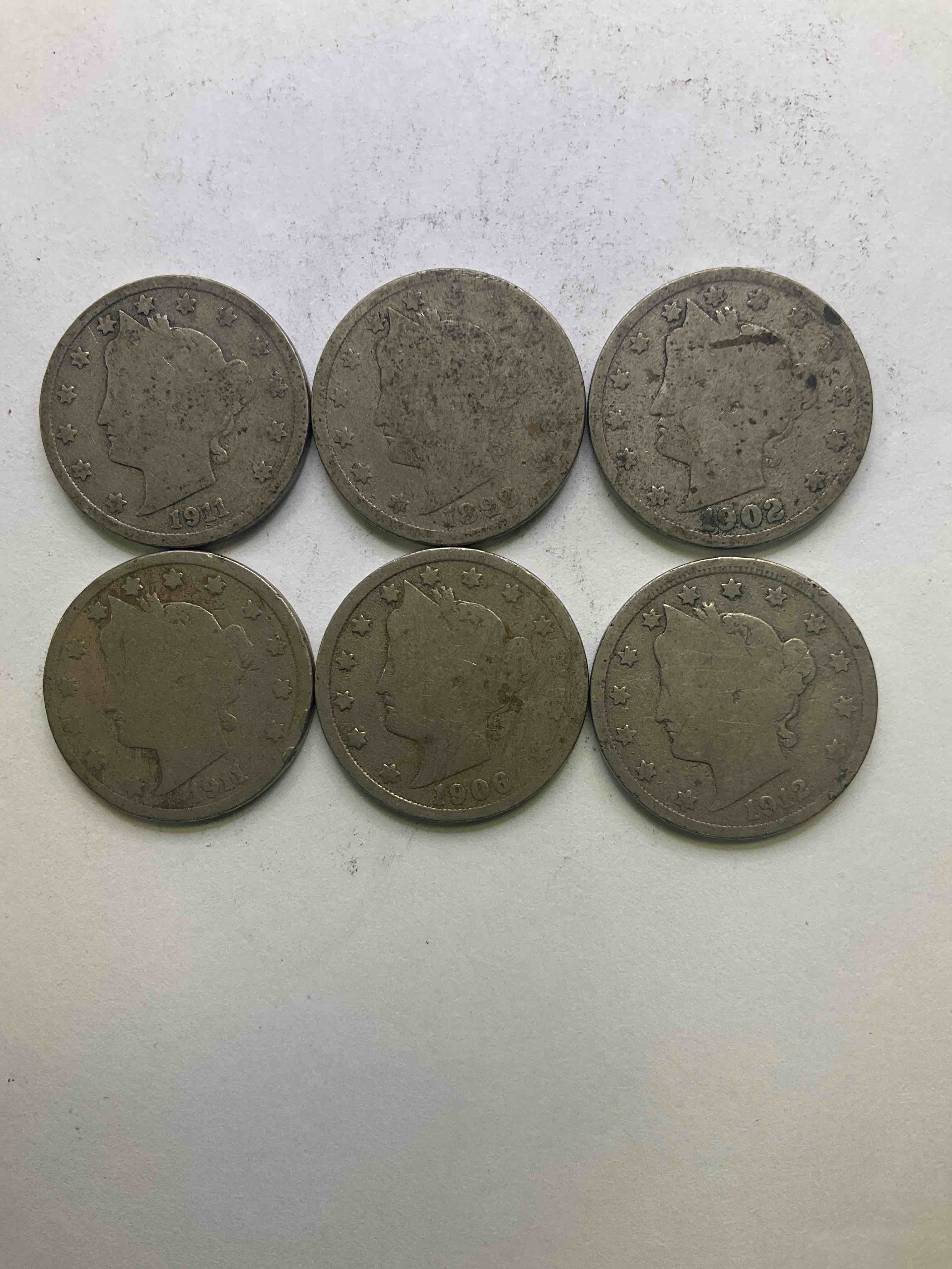 Year Of The Titanic! Antique U.S. Liberty Head "V Nickels," Minted From 1883 To 1913, Date On! Includes Rare 1912 Edition, The Year Of The Sinking Of The Titanic! Own A Piece Of History Great For Coin Collectors! Liberty Head V Nickels Were Minted Up Until 1913 & Were The Style Of Nickels Before Buffalo Nickels. Own Some Cool Pieces Of History! Rare To See These Coins With The "Date On" In Circulated Condition!