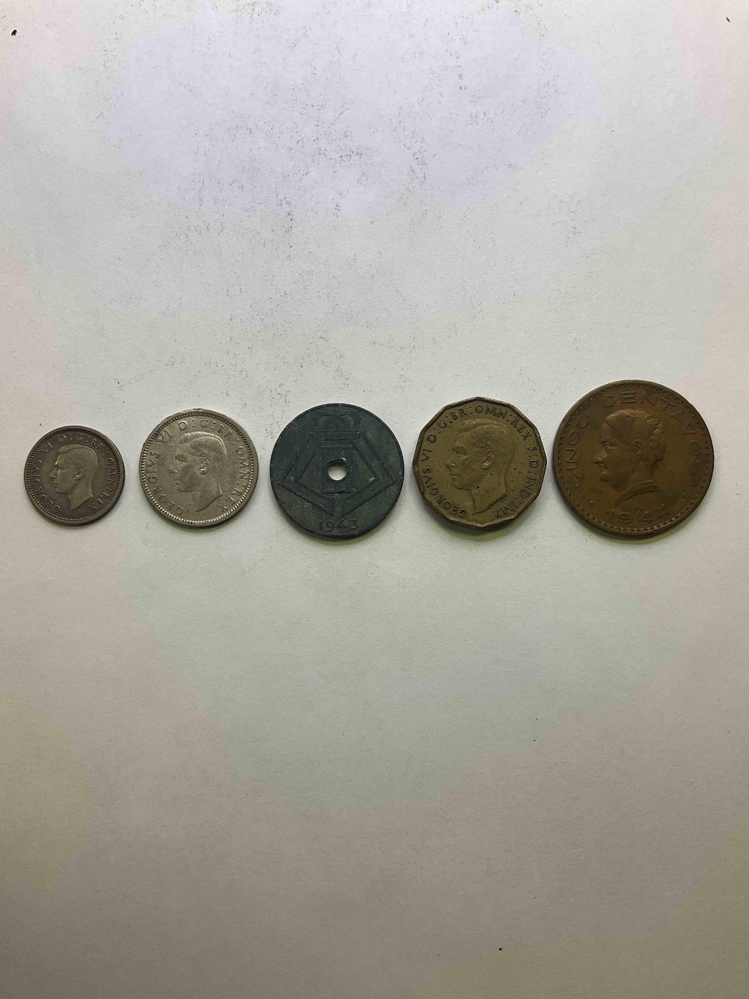 WWII World Coins, Including Silver! Lot Has Five Awesome WWII Era Coins Including From Mexico, Belgium, Britain & Two SILVER British Coins From 1940 & 1942! Coins In Excellent Circulated Condition... Oh If These Coins Could Talk! Invest In Precious Metals!