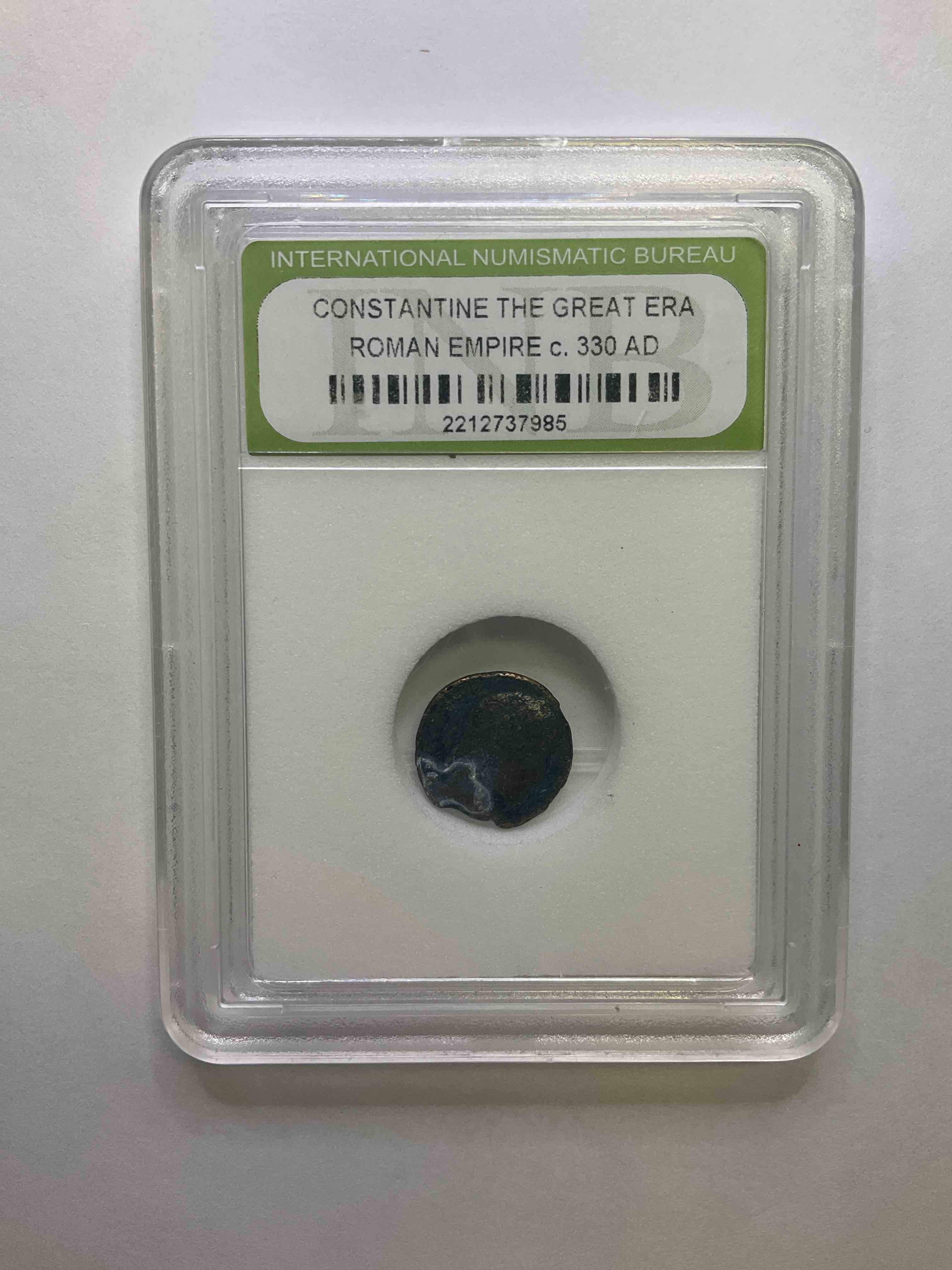 A.D. Circa 330 Roman Empire Authentic Bronze Coin! Almost 1,700 Years Old! Coin From The Era Of Constantine The Great, The First Christian Emperor Of Rome! Coin Encased In Certified International Numismatic Bureau Case. This Coin Is A Serious Piece Of Awesome History & Is So Old Its From The Same Century From When The Holy Bible Was Formally Compiled! Own An Awesome Piece Of History With Historical Significance!
