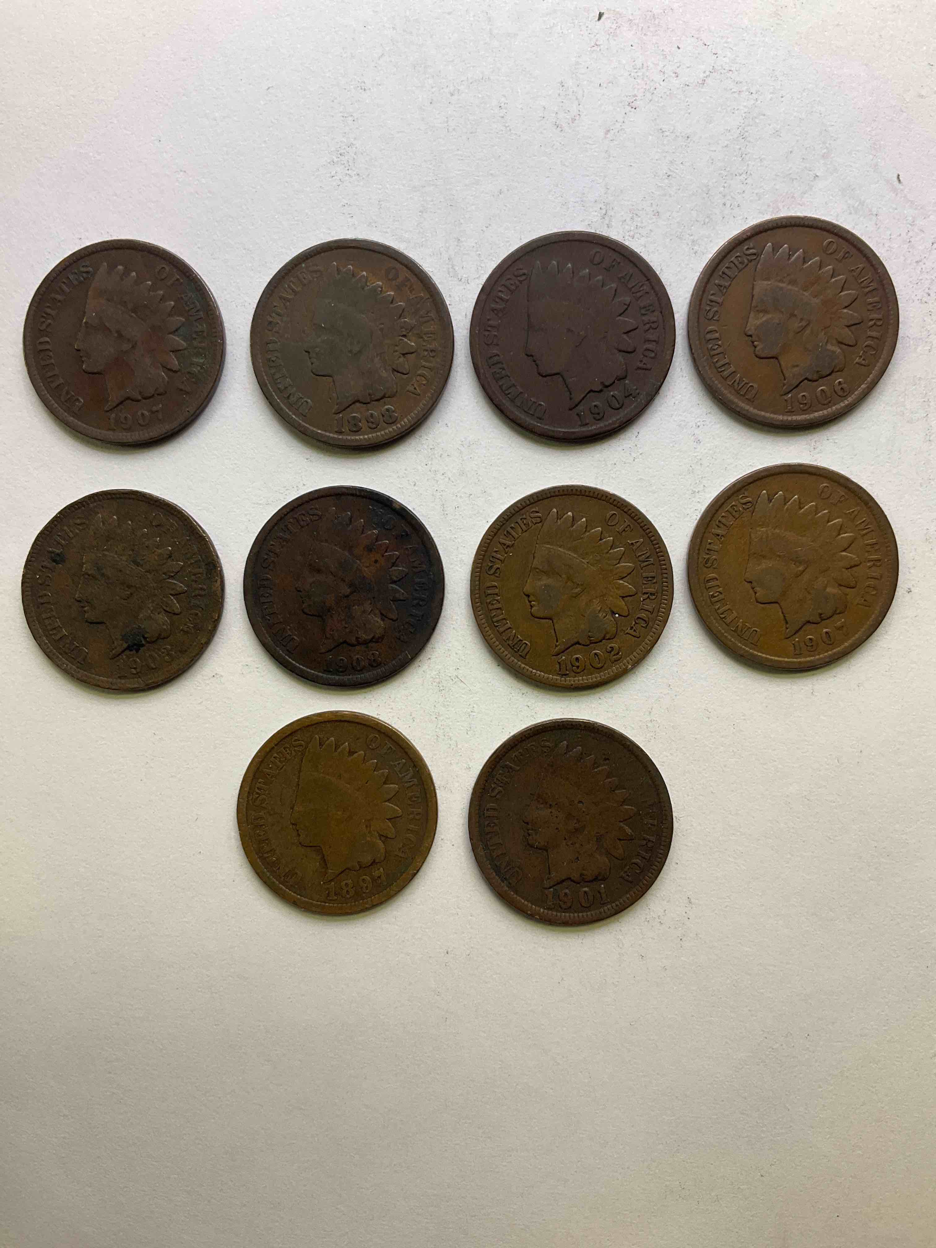 Indian Head Pennies! These Gorgeous U.S. Pennies Were Minted From 1859-1909 & Have Become Serious Collector Items! The "Indian Head" Design Is Actually A Representation Of Lady Liberty Wearing An Indian Headdress. Here Are Beautiful, Well-Kept Examples Representing Many Different Mint Years! Great For Collecting, Investing & Learning History!