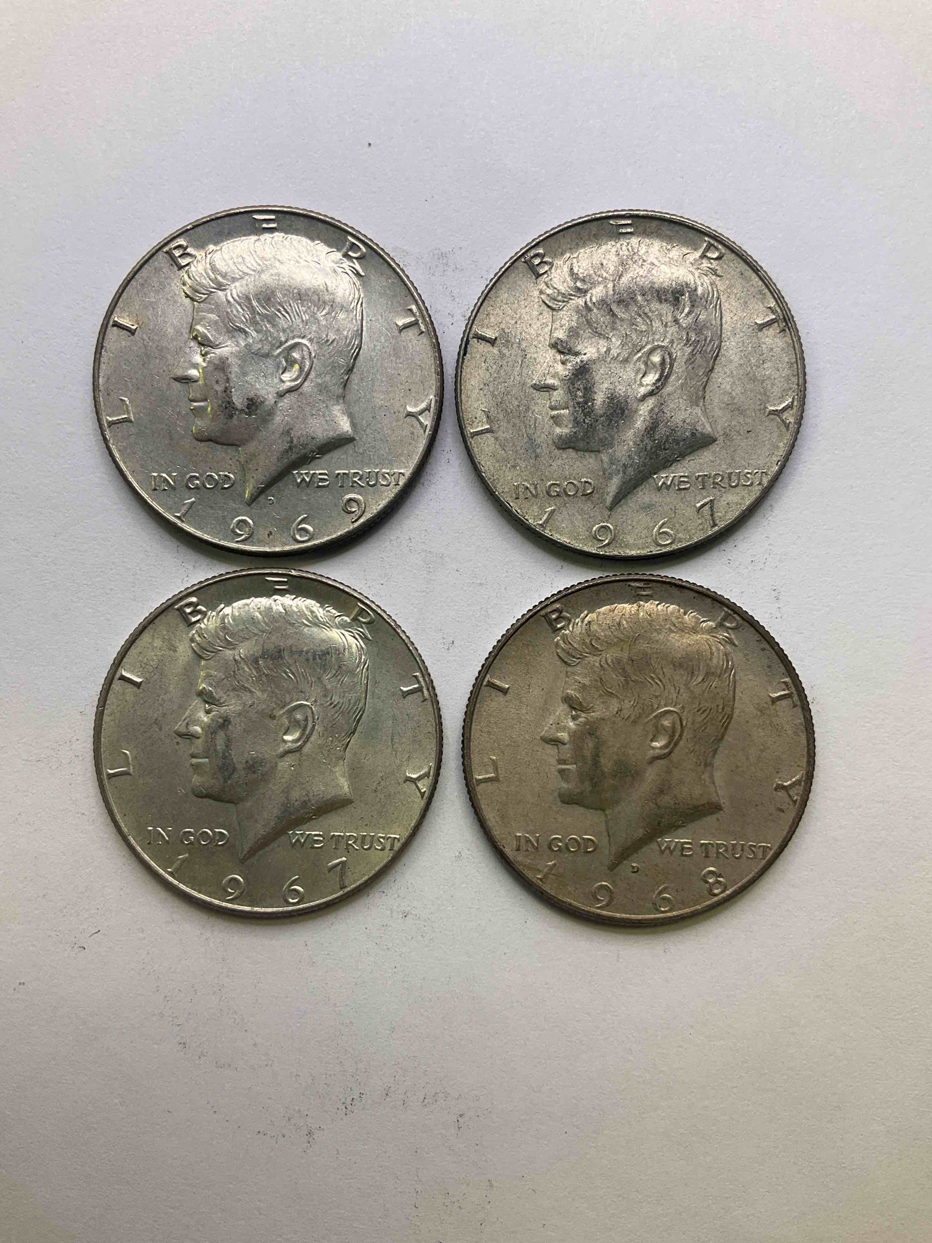 Silver Half Dollars! Did You Know From 1965-1970 The U.S. Minted Kennedy Half Dollars With 40% Silver? Check Out These Awesome Late 1960's Half Dollars With 40% Pure Fine Silver Content! After 1970 There Is Not Silver In U.S. Half Dollars! Grab These Awesome Pieces Of History & Invest In Precious Metals!