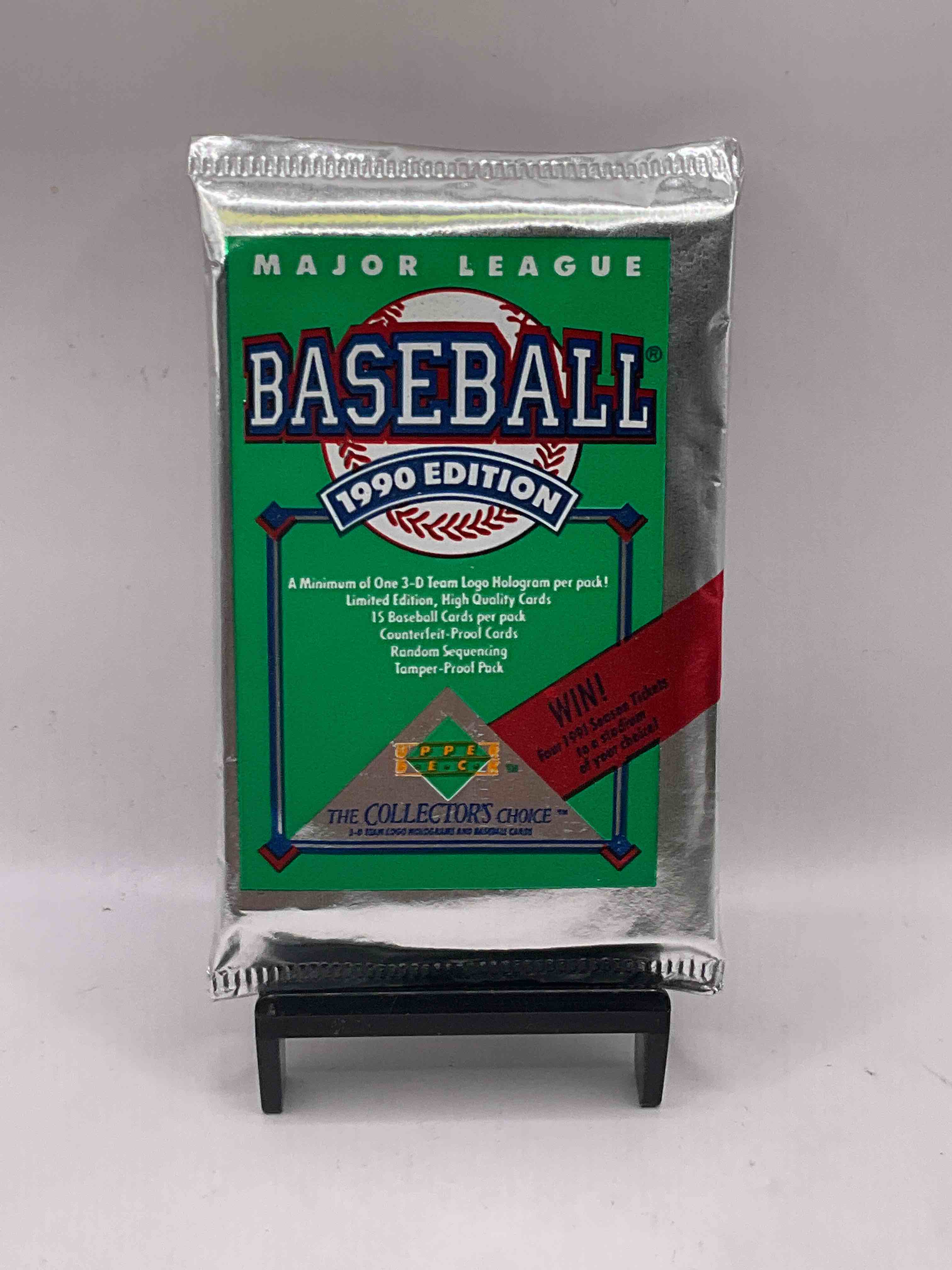 1990 Upper Deck Baseball Unopened Sports Trading Card Packs! Direct From Original Box! Look For Possible Collector’s 3D Team Logo Card! As Well As Early Ken Griffey Jr. Cards!