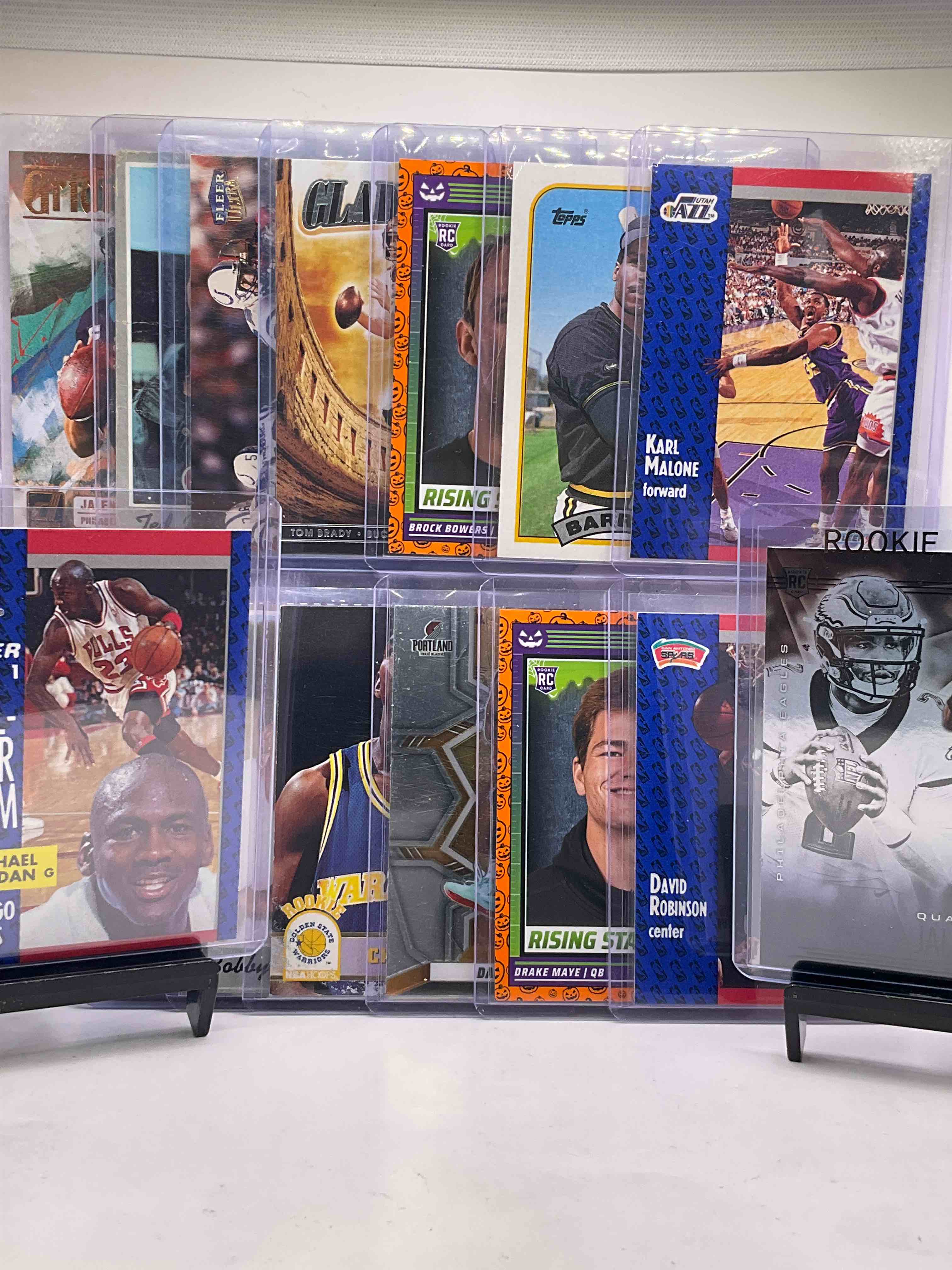 Awesome Card Smorgasbord! Jalen Hurts Rookie Card, Chris Webber Rookie Card, Brock Bowers Rookie Card, Tom Brady, Michael Jordan, Peyton Manning & More! Insane Card Bundle!