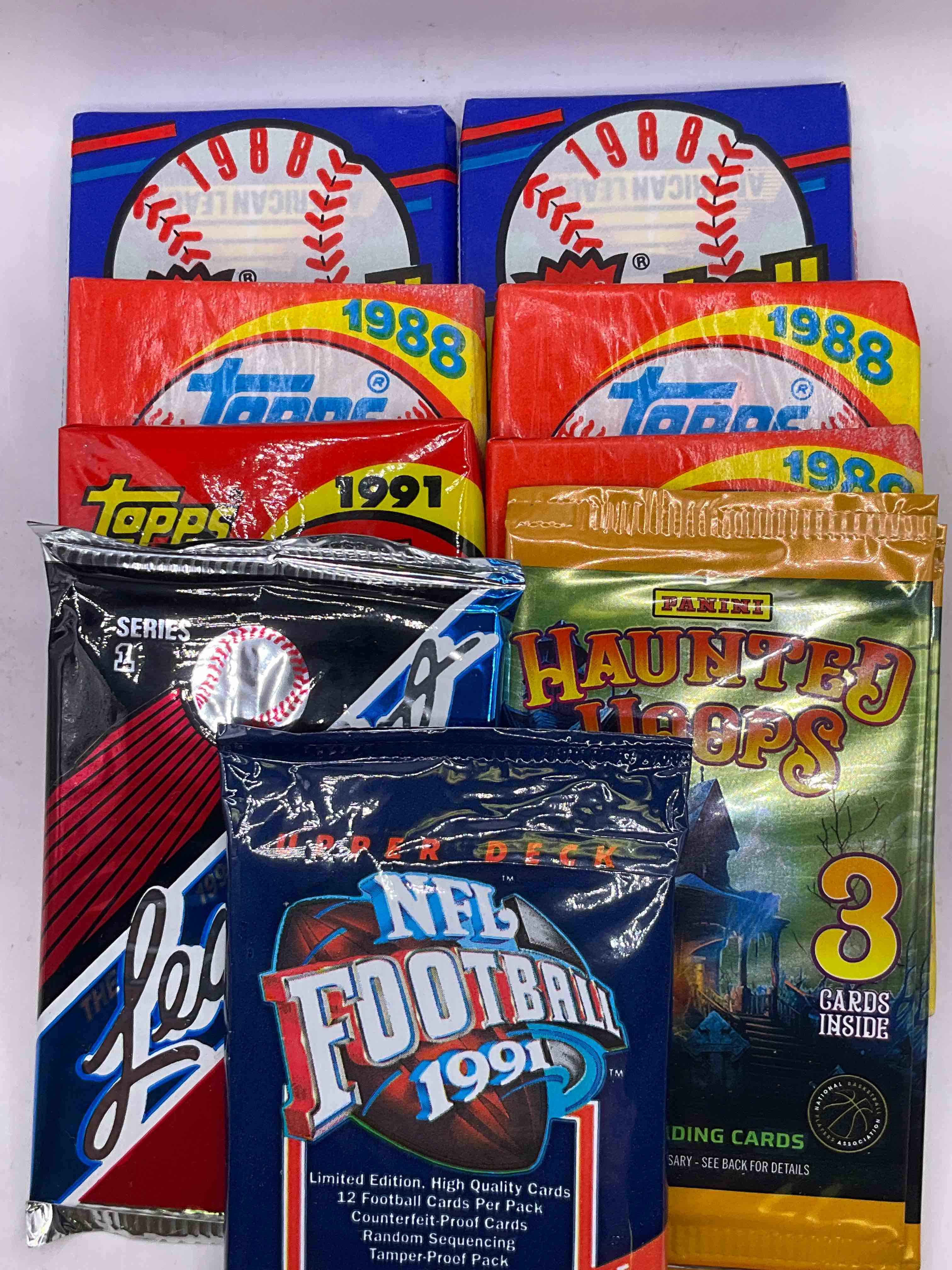 Fun Pack Lot! Baseball, Football & Basketball! Vintage & Modern! 1988 Topps Baseball Packs, 1991 Upper Deck Packs, 1988 Fleer Packs & More