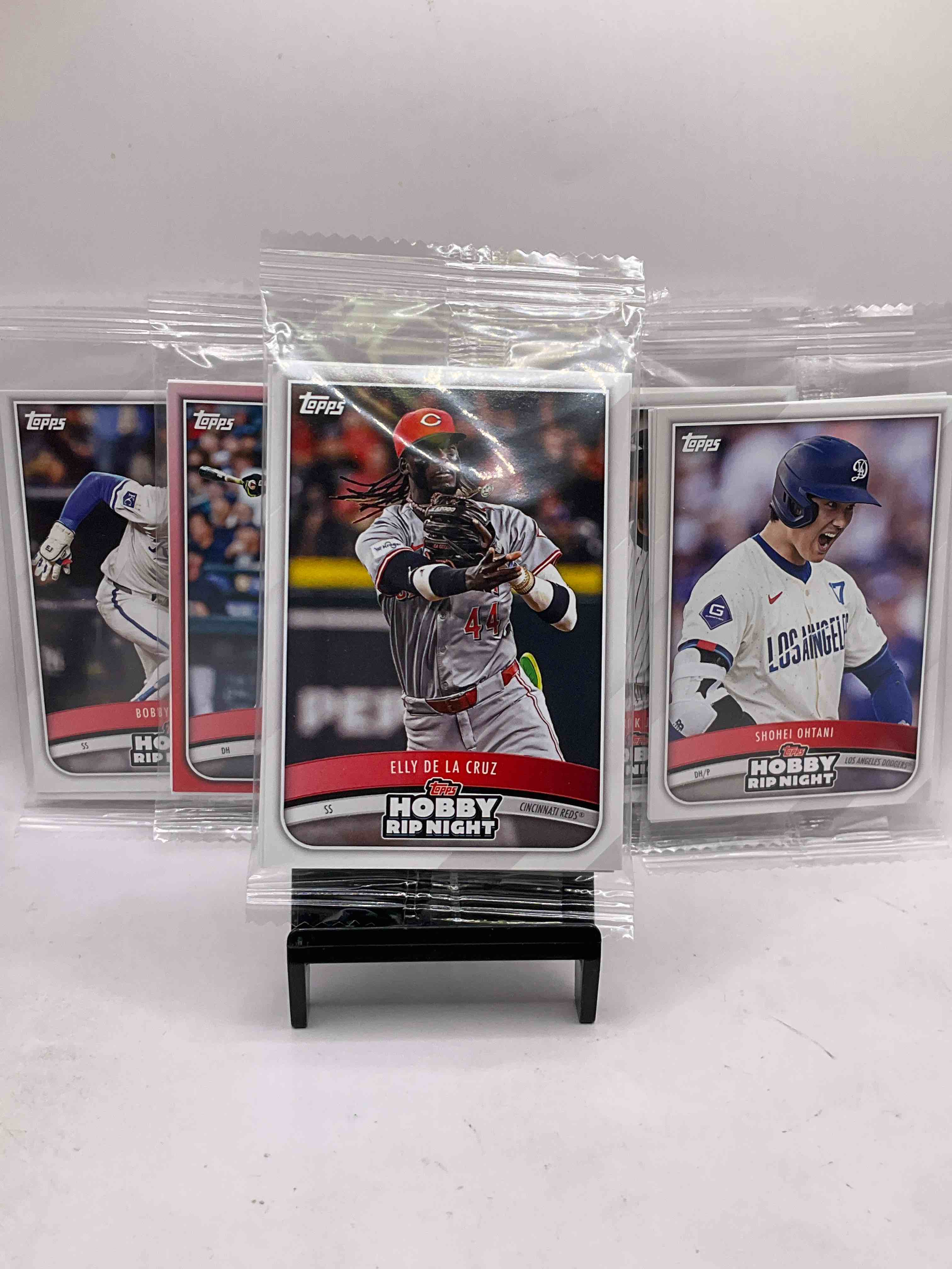 Dealer Pack Specialty! Topps Hobby Rip Night Team Packs! Elly De La Cruz, Shohei Ohtani Topps Card, David Ortiz, Derek Jeter, Ronald Acuna & Bobby Witt, Multiple Cards Per Pack!