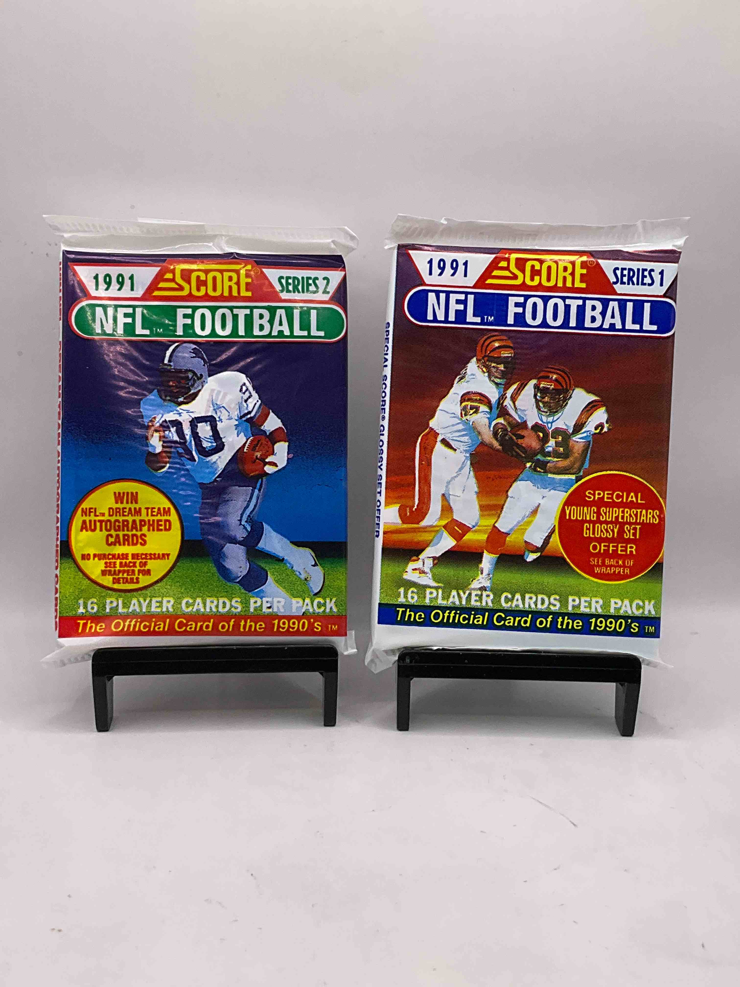 1991 NFL Score Football Sealed Card Pack, Direct From Original Retail Case! These Cards Are Sought After By Collectors For Their Awesome, Nostalgic Look. Search For Brett Favre Rookie, Early Jerry Rice, Early Emmit Smith, Joe Montana & So Much More!