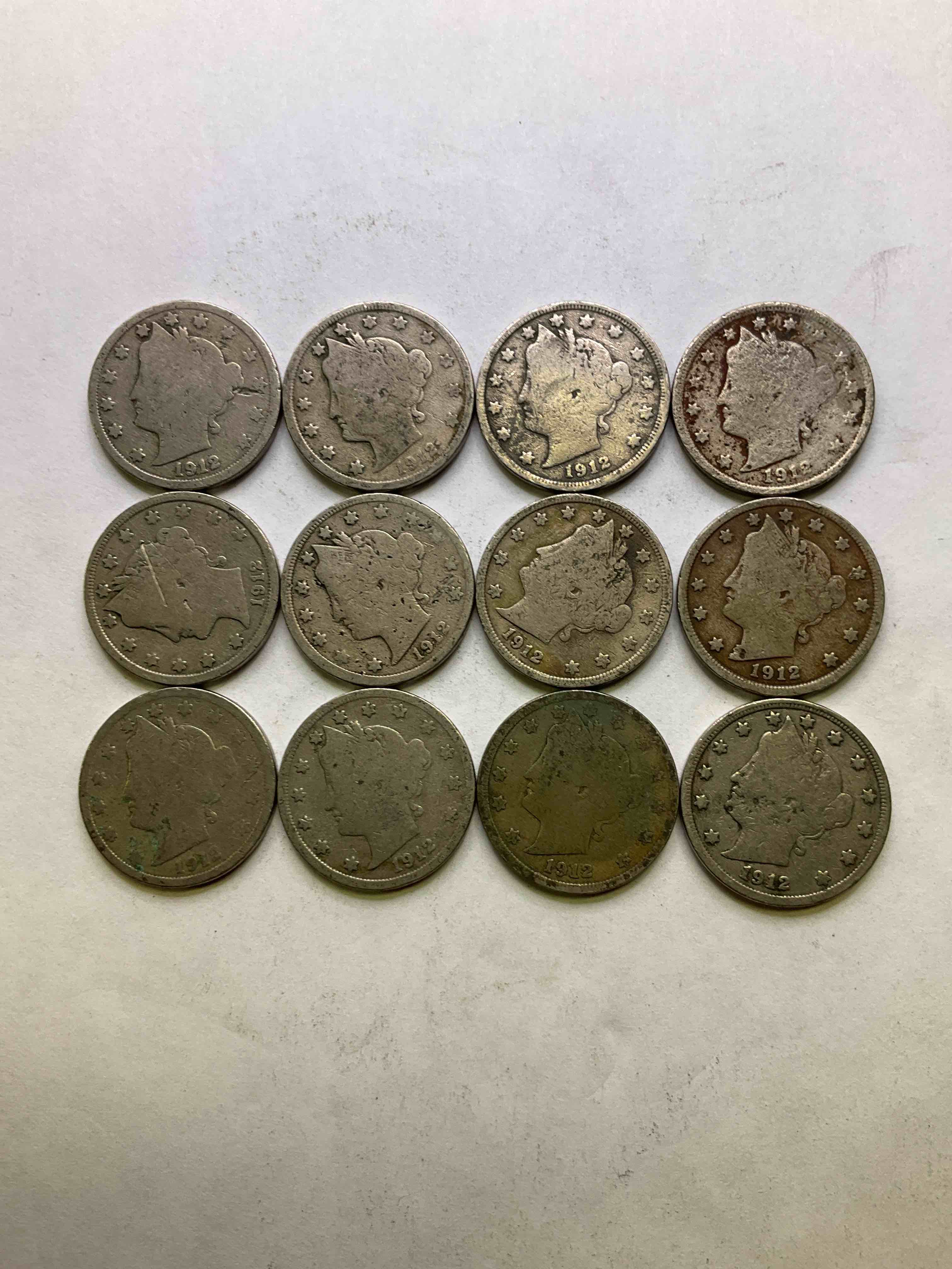 1912 Year Of The Titanic! Nearly Impossible To Collect! 1912 Antique U.S. Liberty Head "V Nickels," From The Year Of The Sinking Of The Titanic! Own A Piece Of History Great For Coin Collectors, Think Of The History These Coins Have Seen! Liberty Head V Nickels Were Minted Up Until 1913 & Were The Style Of Nickels Before Buffalo Nickels. Own Some Cool Pieces Of History! Rare To See These Coins With The "Date On" In Circulated Condition!