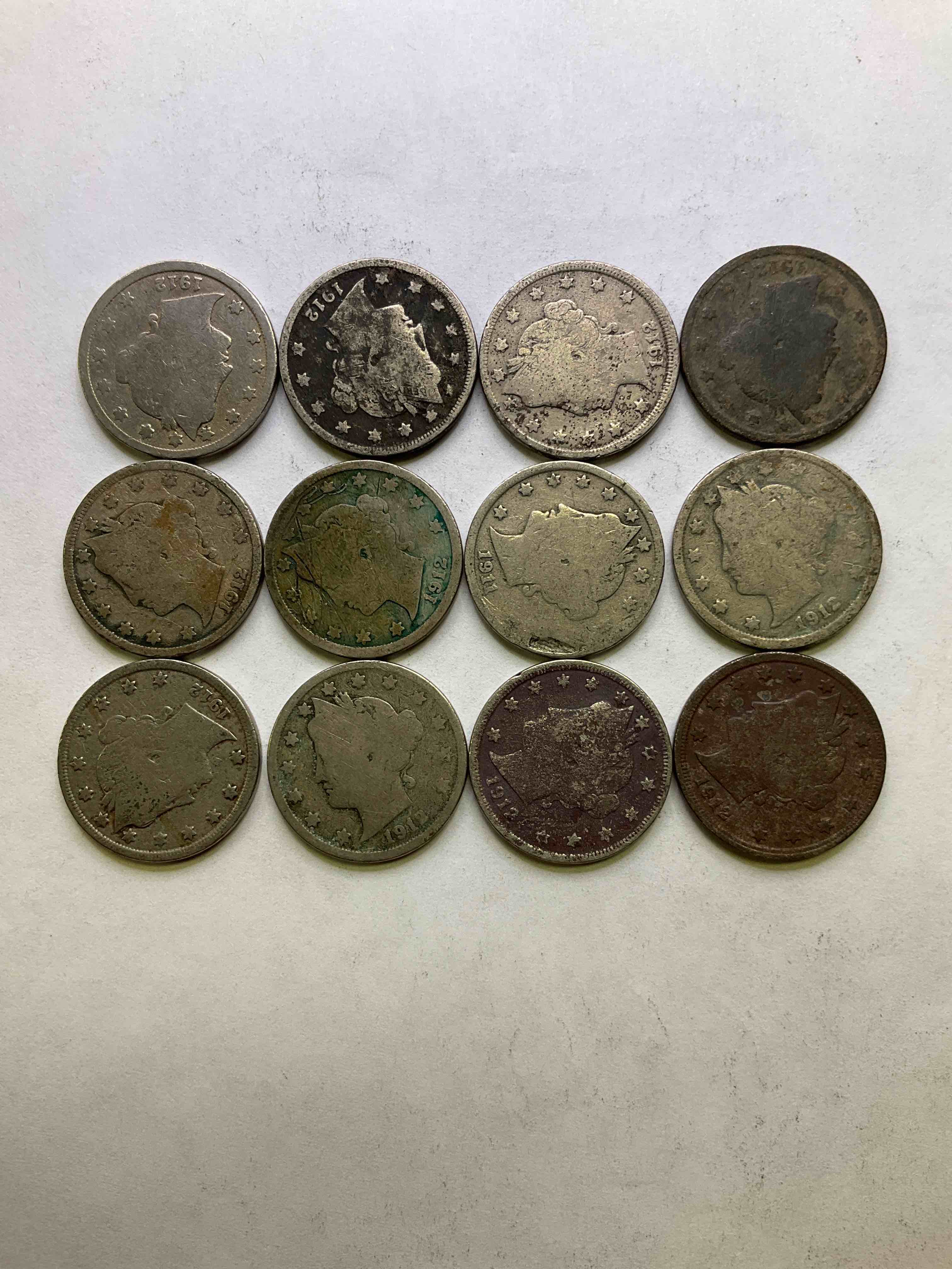 1912 Year Of The Titanic! Nearly Impossible To Collect! 1912 Antique U.S. Liberty Head "V Nickels," From The Year Of The Sinking Of The Titanic! Own A Piece Of History Great For Coin Collectors, Think Of The History These Coins Have Seen! Liberty Head V Nickels Were Minted Up Until 1913 & Were The Style Of Nickels Before Buffalo Nickels. Own Some Cool Pieces Of History! Rare To See These Coins With The "Date On" In Circulated Condition!