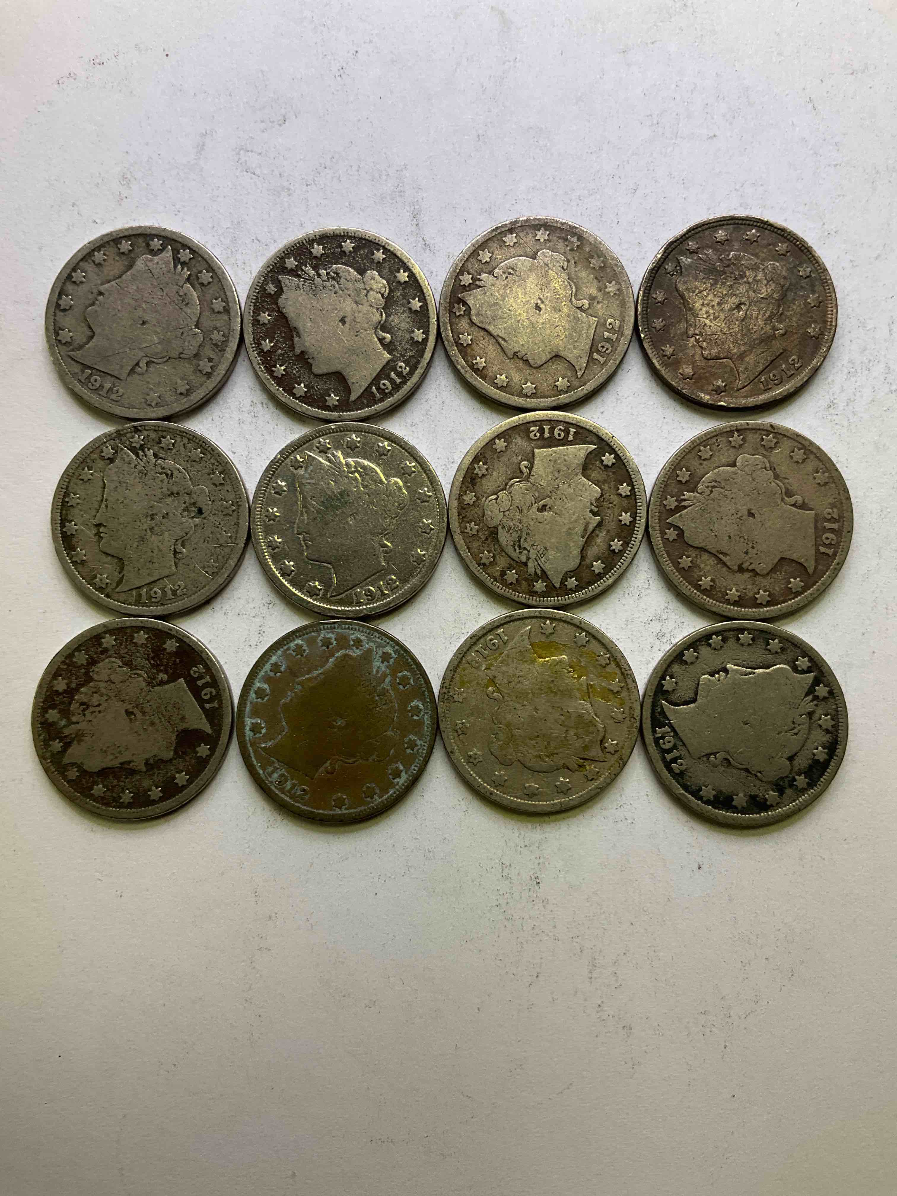 1912 Year Of The Titanic! Nearly Impossible To Collect! 1912 Antique U.S. Liberty Head "V Nickels," From The Year Of The Sinking Of The Titanic! Own A Piece Of History Great For Coin Collectors, Think Of The History These Coins Have Seen! Liberty Head V Nickels Were Minted Up Until 1913 & Were The Style Of Nickels Before Buffalo Nickels. Own Some Cool Pieces Of History! Rare To See These Coins With The "Date On" In Circulated Condition!