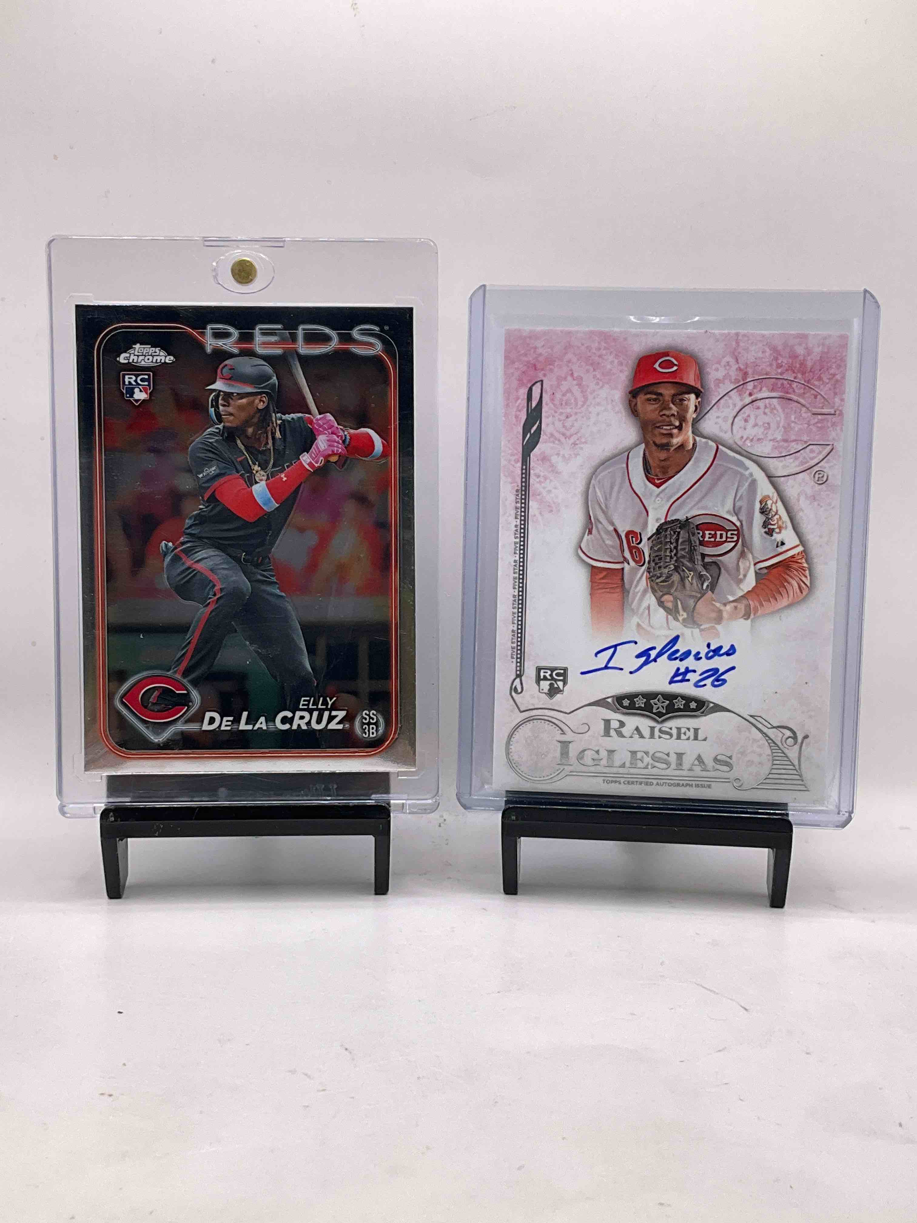 Reds Craziness! Elly De La Cruz Topps Chrome Rookie Card, Raisel Iglesias Signed Rookie Card, Nick Senzel Draft Signed Authentic Rookie Card & Other Awesome Reds Player Cards, Vintage & New! Hinds, Larkin, Greene, Abbott, Cruz, Friedl & More! 50 Card Craziness!